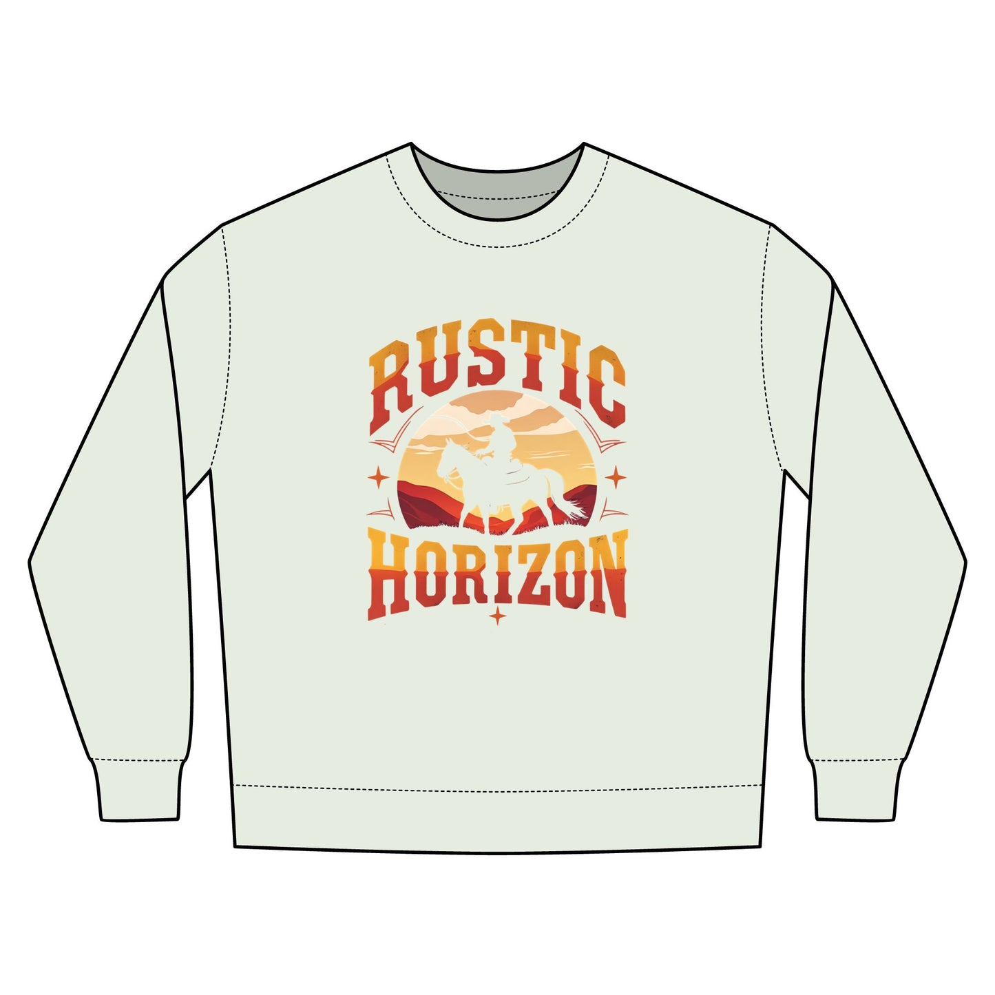 Rustic Horizon Rodeo Sweatshirt, Unisex Casual Crewneck, Western Style Pullover, Perfect for Fall, Gift for Rodeo Fans