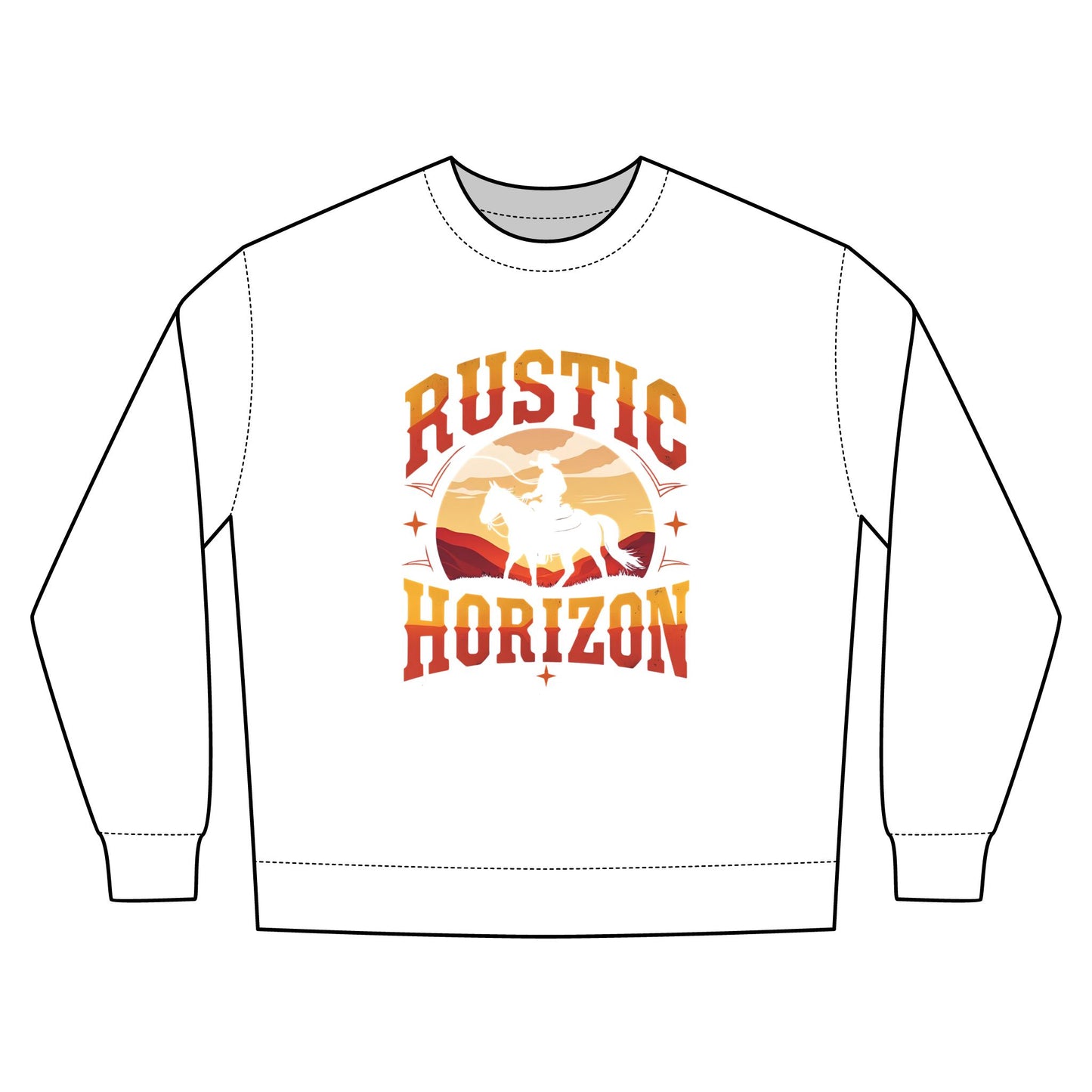 Rustic Horizon Rodeo Sweatshirt, Unisex Casual Crewneck, Western Style Pullover, Perfect for Fall, Gift for Rodeo Fans