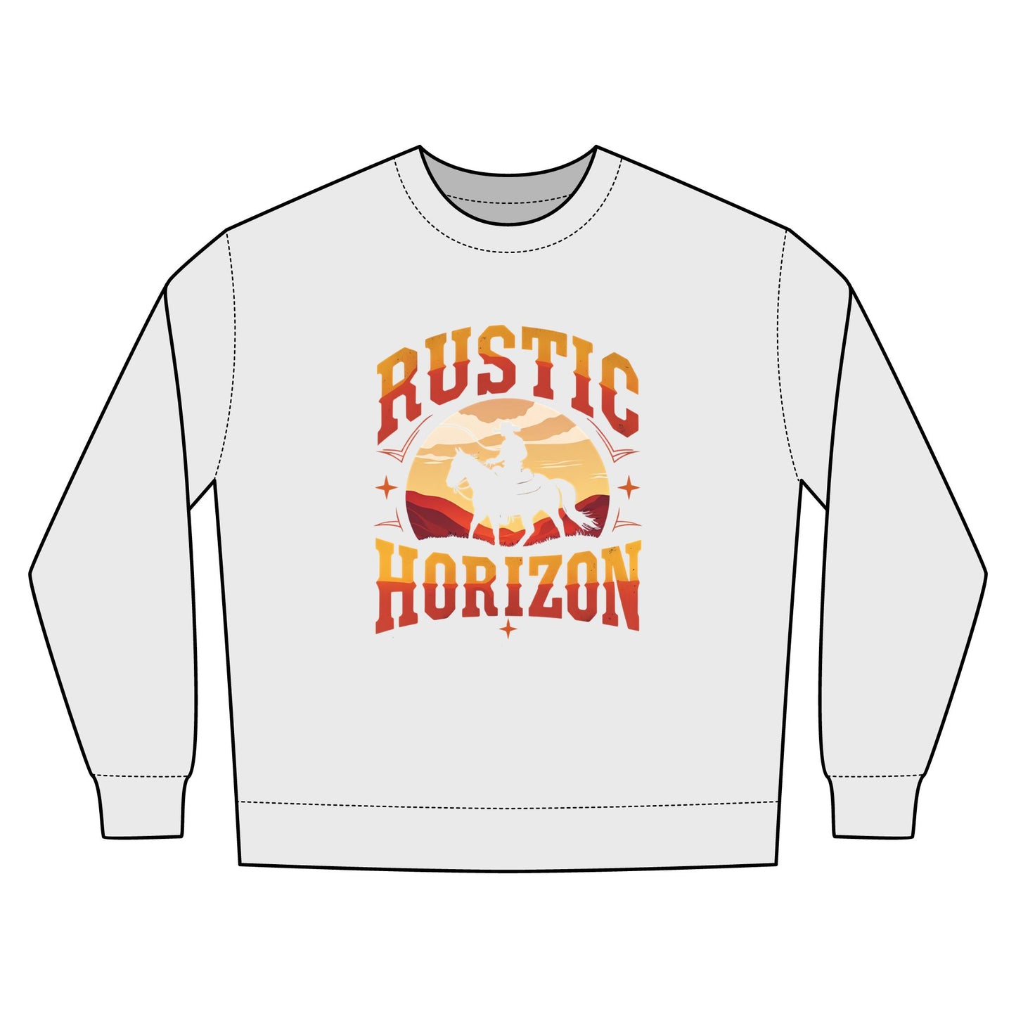 Rustic Horizon Rodeo Sweatshirt, Unisex Casual Crewneck, Western Style Pullover, Perfect for Fall, Gift for Rodeo Fans