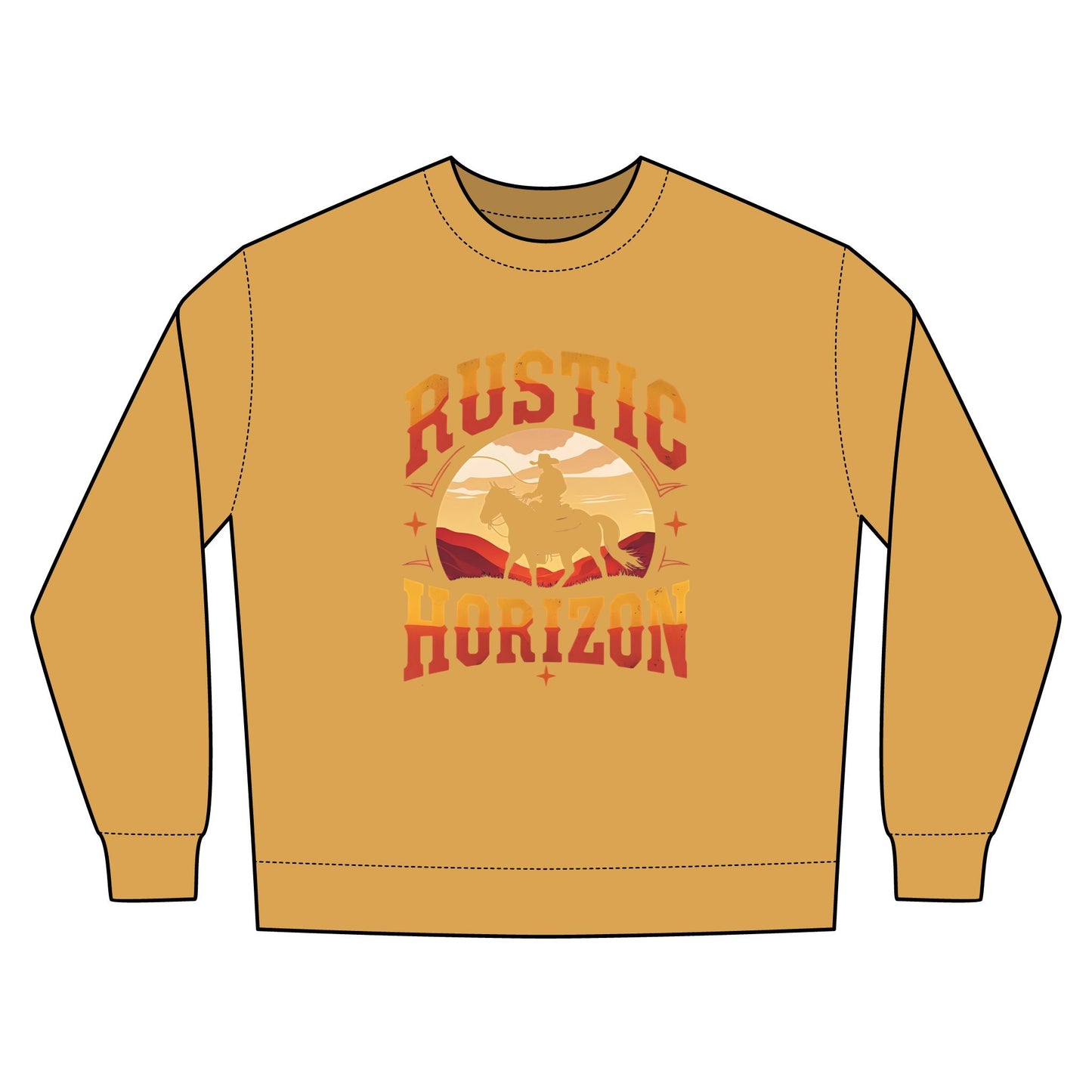 Rustic Horizon Rodeo Sweatshirt, Unisex Casual Crewneck, Western Style Pullover, Perfect for Fall, Gift for Rodeo Fans