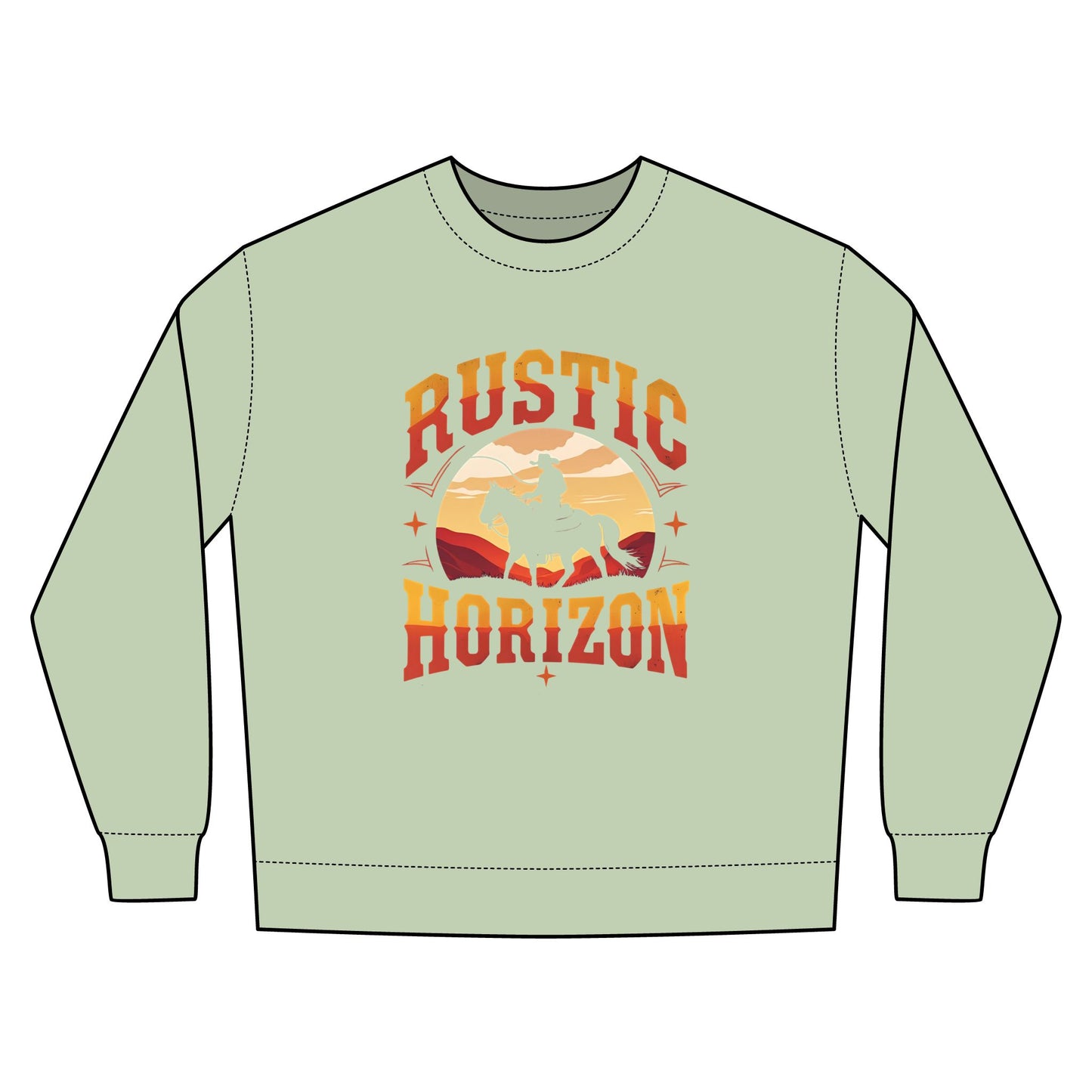 Rustic Horizon Rodeo Sweatshirt, Unisex Casual Crewneck, Western Style Pullover, Perfect for Fall, Gift for Rodeo Fans