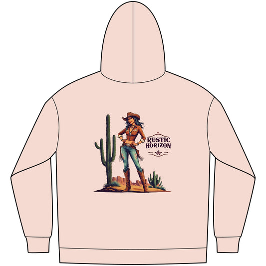 Cowgirl Unisex Western Fleece Hoodie, Rustic Fashion Sweatshirt, Cozy Winter Apparel, Gift for Rodeo Lovers, Casual Outdoor Clothing