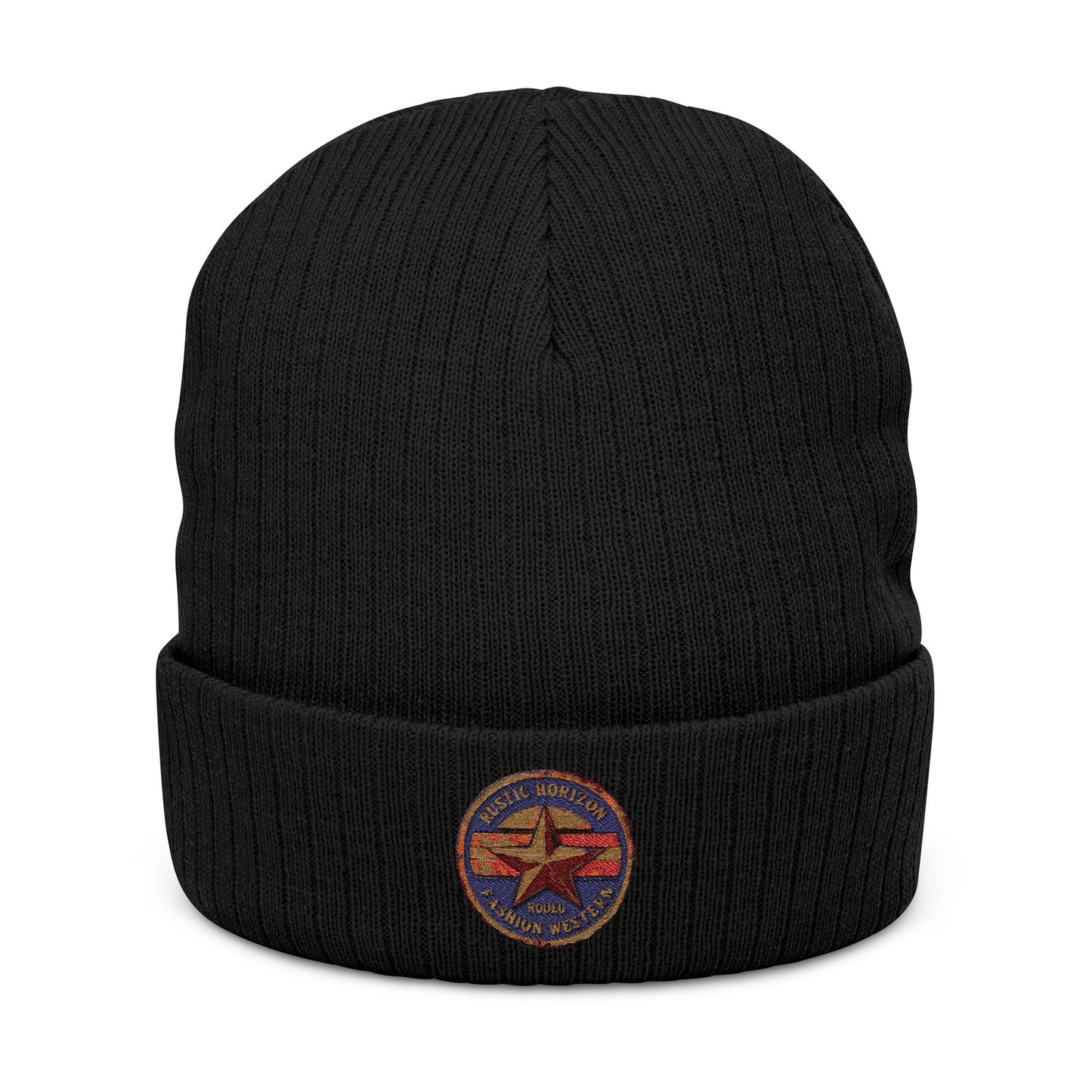 Rustic Horizon Logo Cozy Embroidered Knit Beanie, Winter Accessories, Warm Hat, Gift for Him/Her, Casual Fashion for All Seasons, Embroidered Beanie