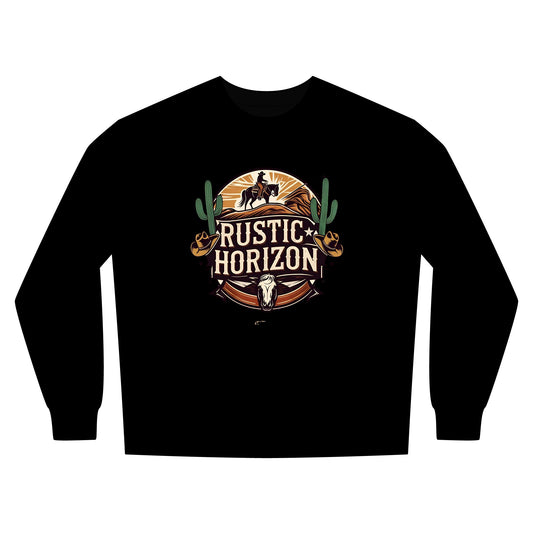 Rustic Horizon Rodeo Sweatshirt, Unisex Casual Crewneck, Western Style Pullover, Perfect for Fall, Gift for Rodeo Fans