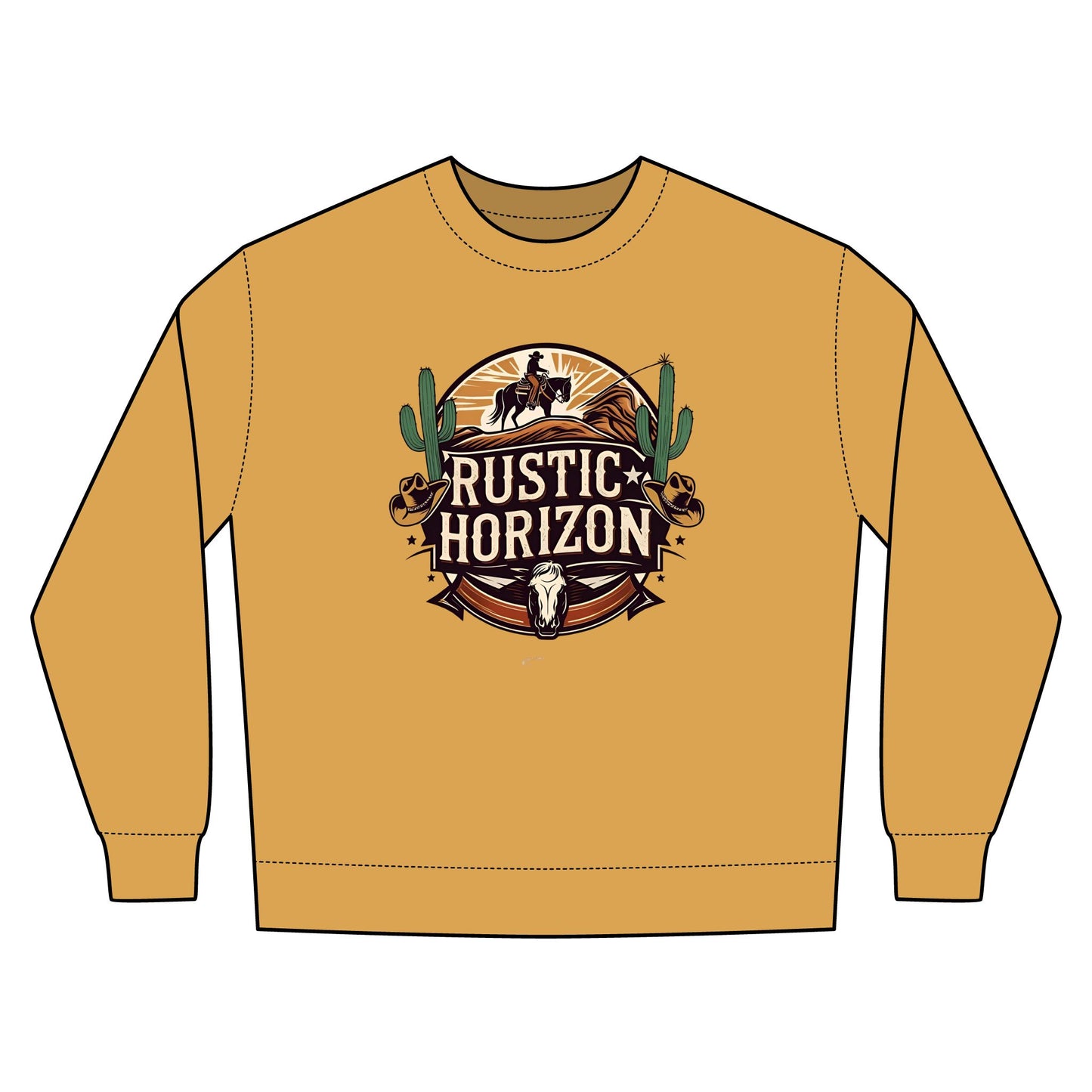 Rustic Horizon Rodeo Sweatshirt, Unisex Casual Crewneck, Western Style Pullover, Perfect for Fall, Gift for Rodeo Fans