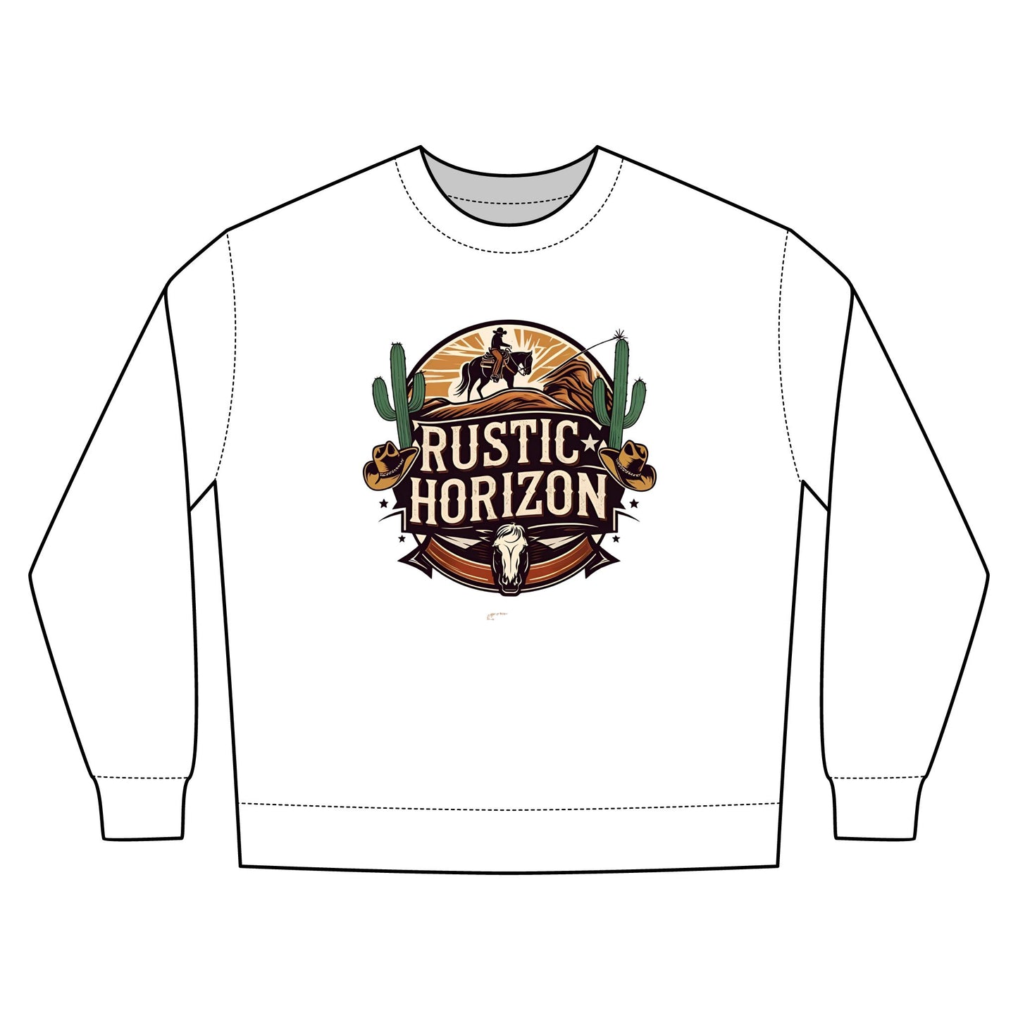 Rustic Horizon Rodeo Sweatshirt, Unisex Casual Crewneck, Western Style Pullover, Perfect for Fall, Gift for Rodeo Fans