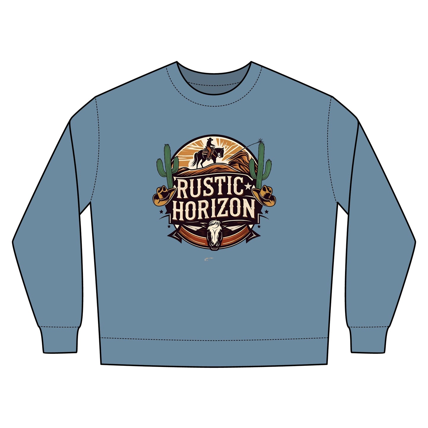Rustic Horizon Rodeo Sweatshirt, Unisex Casual Crewneck, Western Style Pullover, Perfect for Fall, Gift for Rodeo Fans