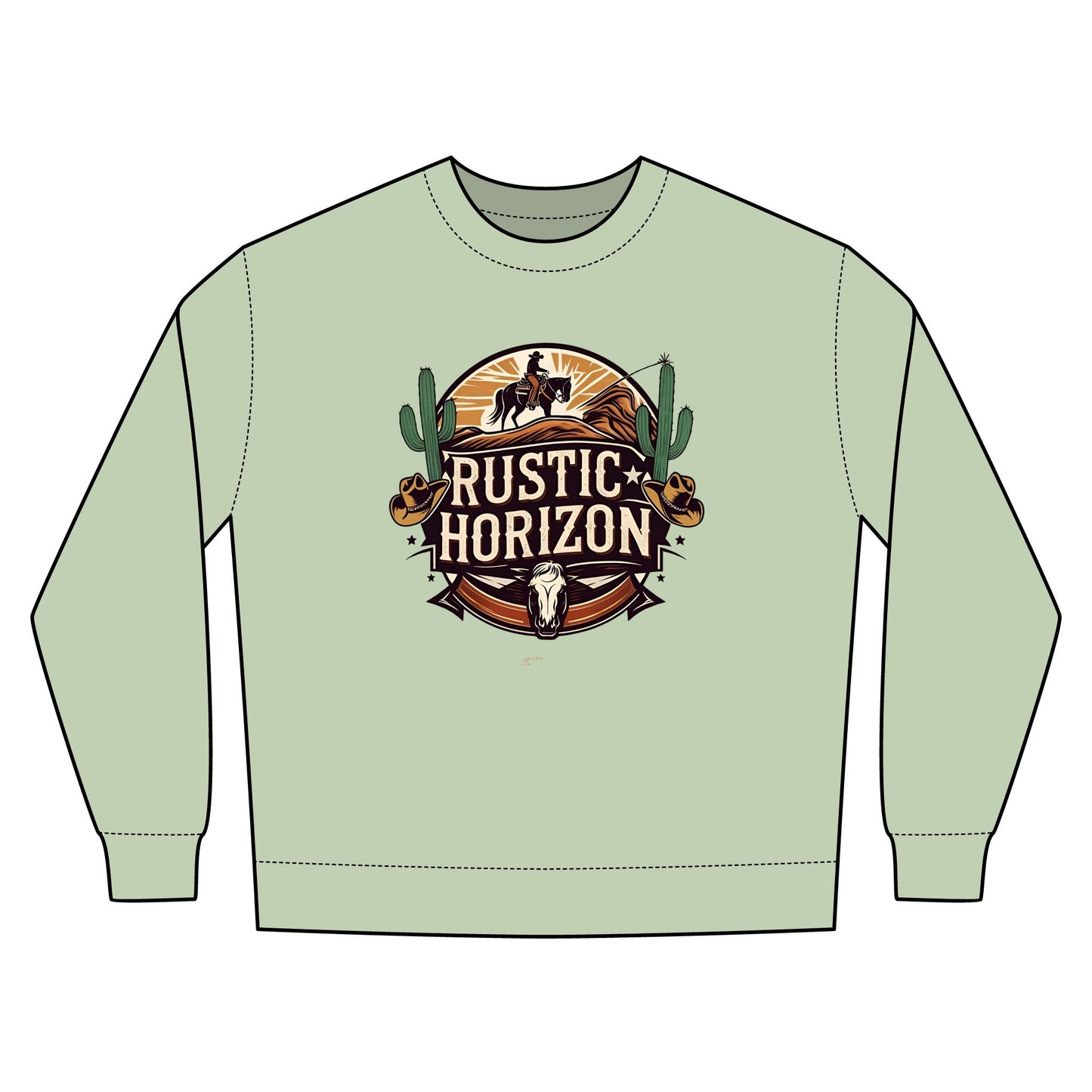 Rustic Horizon Rodeo Sweatshirt, Unisex Casual Crewneck, Western Style Pullover, Perfect for Fall, Gift for Rodeo Fans