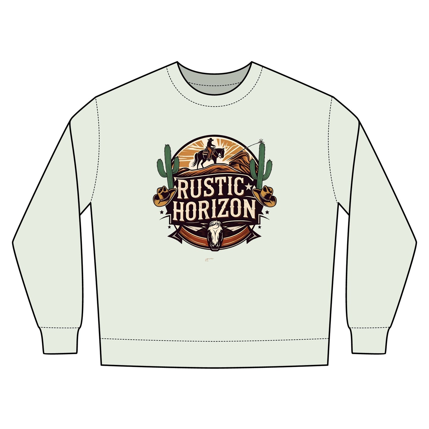 Rustic Horizon Rodeo Sweatshirt, Unisex Casual Crewneck, Western Style Pullover, Perfect for Fall, Gift for Rodeo Fans