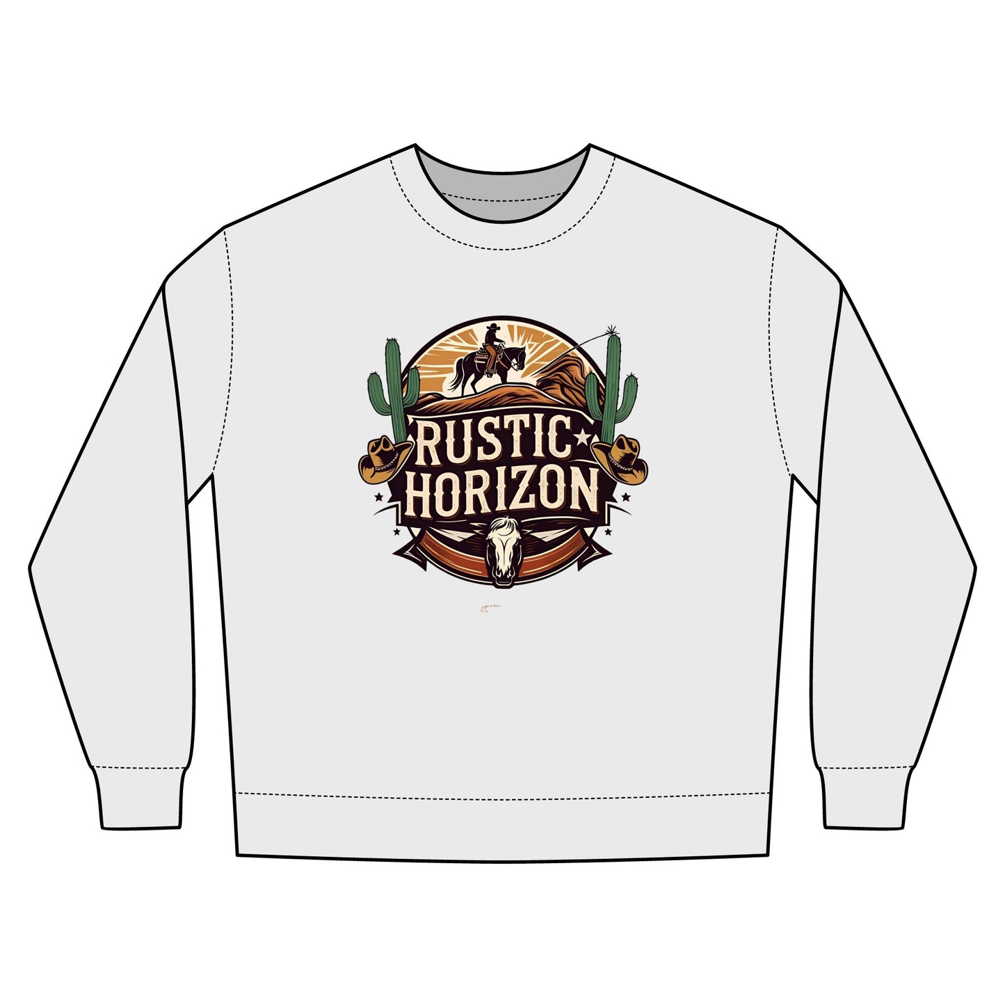 Rustic Horizon Rodeo Sweatshirt, Unisex Casual Crewneck, Western Style Pullover, Perfect for Fall, Gift for Rodeo Fans