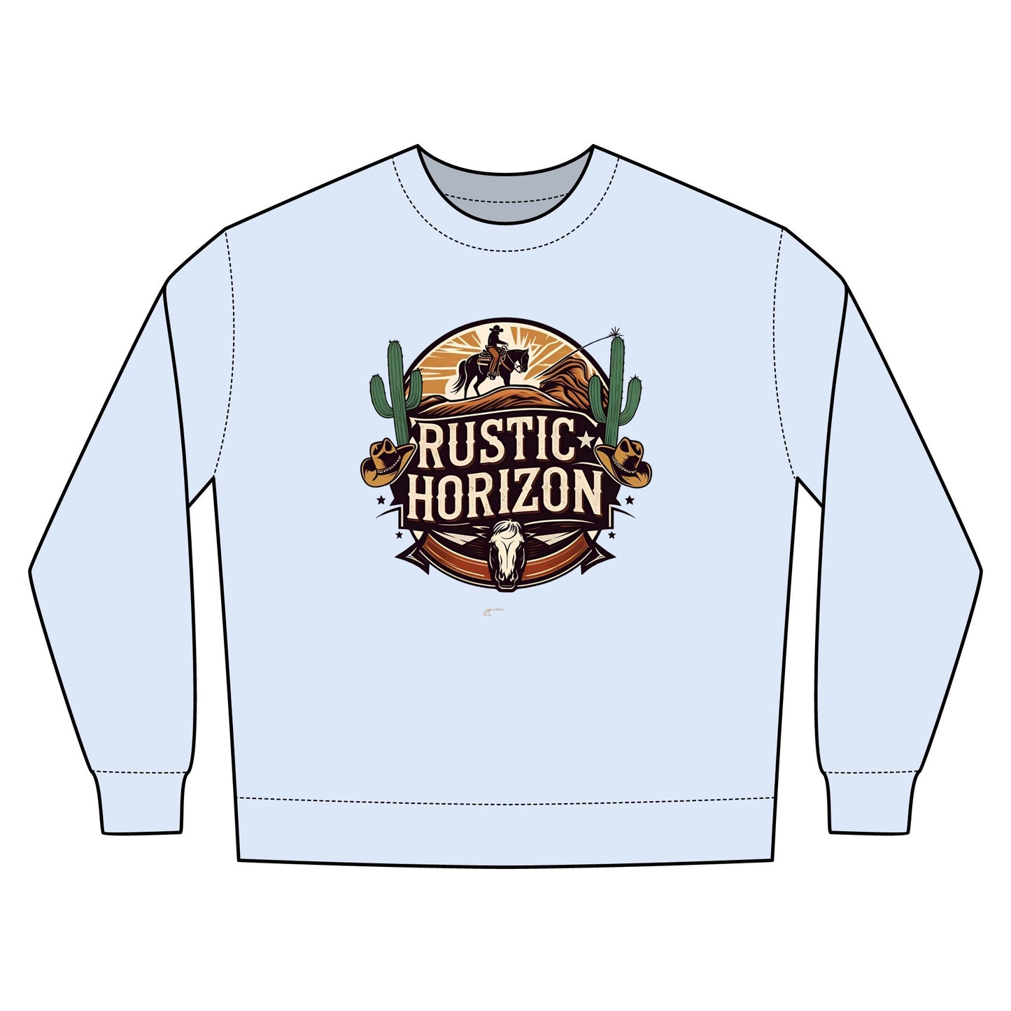 Rustic Horizon Rodeo Sweatshirt, Unisex Casual Crewneck, Western Style Pullover, Perfect for Fall, Gift for Rodeo Fans