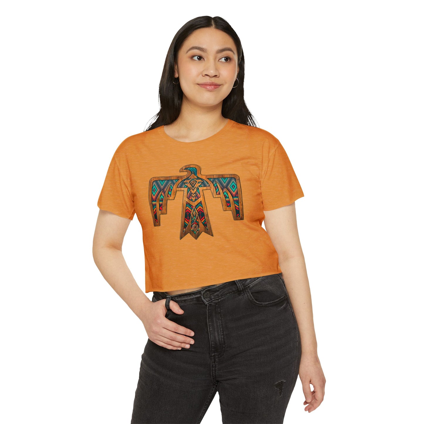 Thunderbird Western Women's Festival Crop Top - Boho Chic Graphic Tee for Music & Art Lovers
