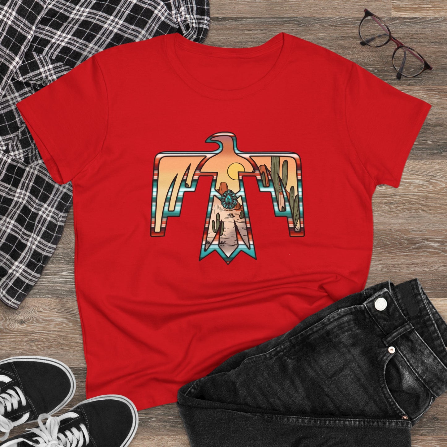 Women's Tee - Cowgirl Thunderbird Eagle Western Fashion Print