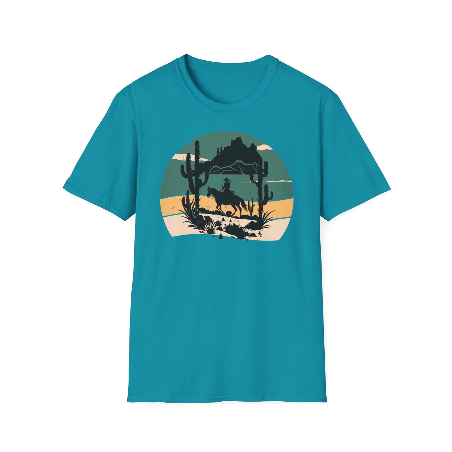 Sunset Cowboy in mountain Unisex Softstyle T-Shirt