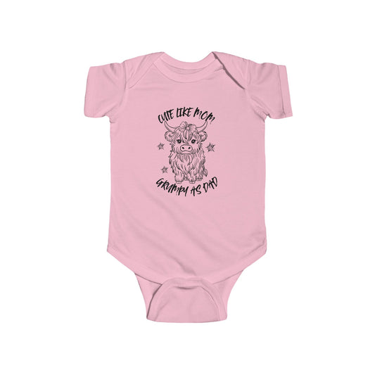 Cute Like Mom Grumpy As Dad Infant Fine Jersey Bodysuit