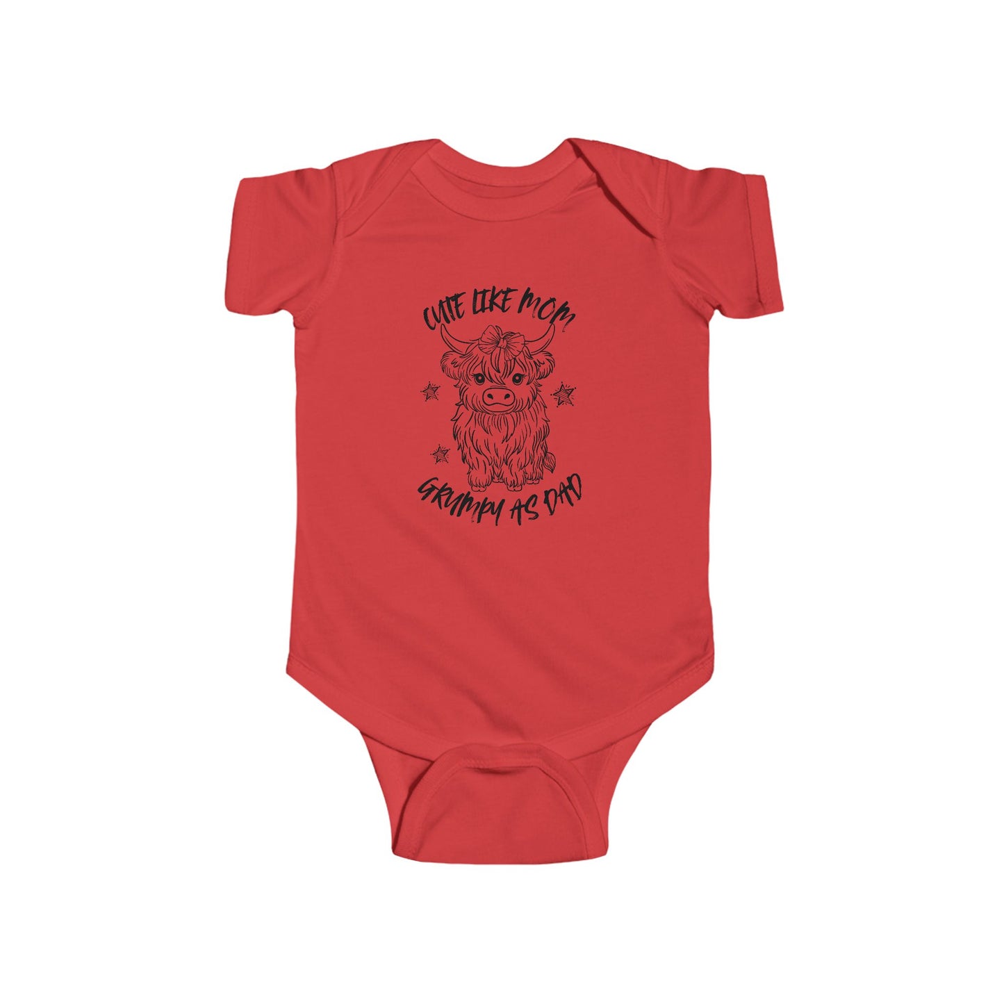 Cute Like Mom Grumpy As Dad Infant Fine Jersey Bodysuit