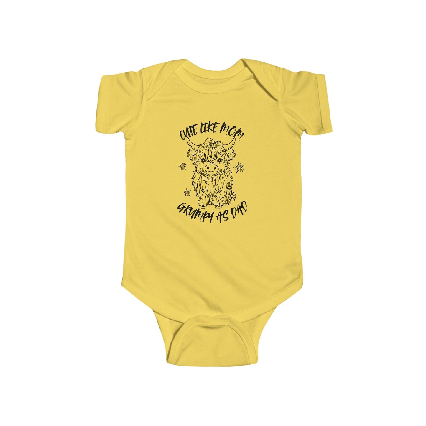 Cute Like Mom Grumpy As Dad Infant Fine Jersey Bodysuit