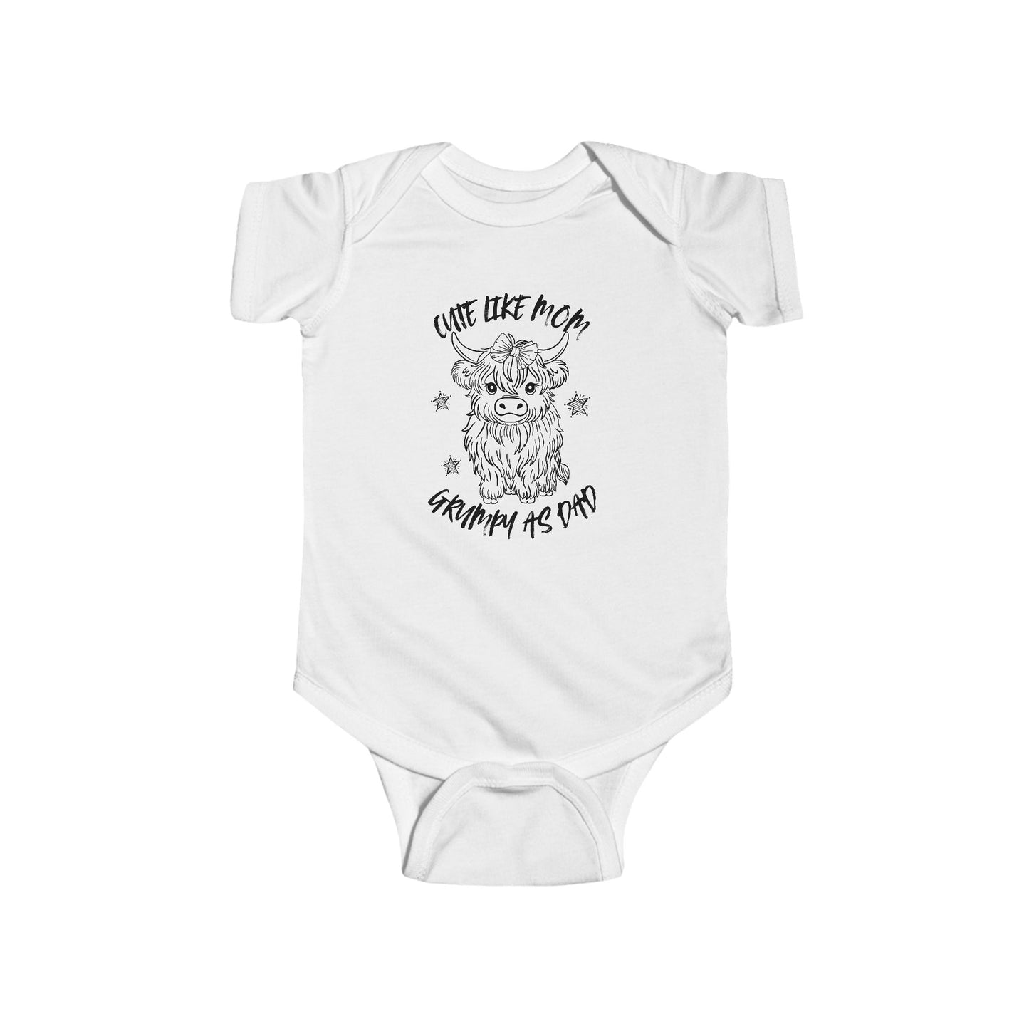 Cute Like Mom Grumpy As Dad Infant Fine Jersey Bodysuit