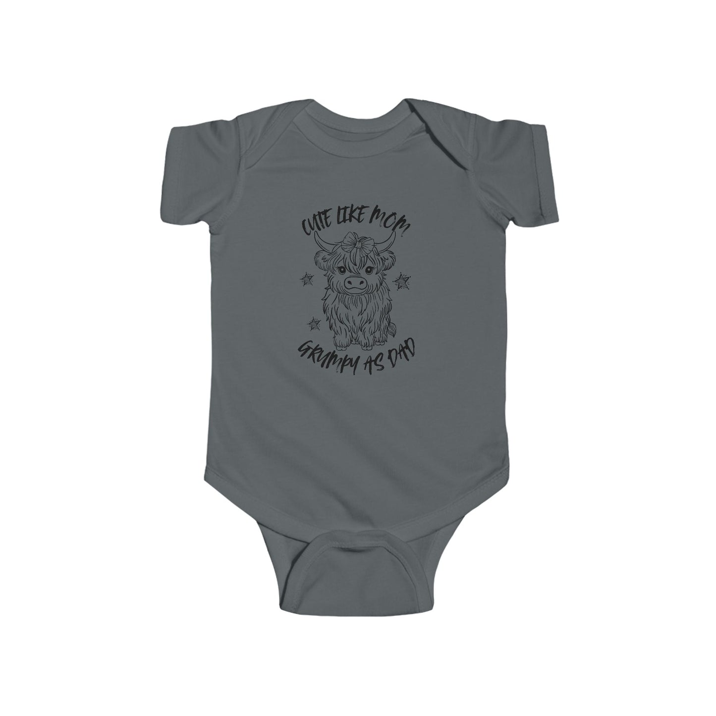 Cute Like Mom Grumpy As Dad Infant Fine Jersey Bodysuit