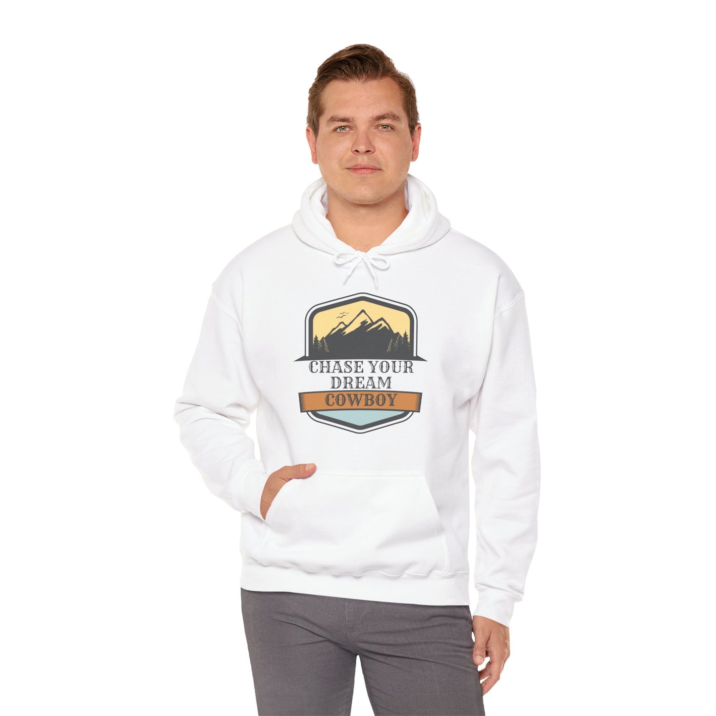 CHASE YOUR DREAM COWBOW MOUNTAIN Unisex Heavy Blend™ Hooded Sweatshirt