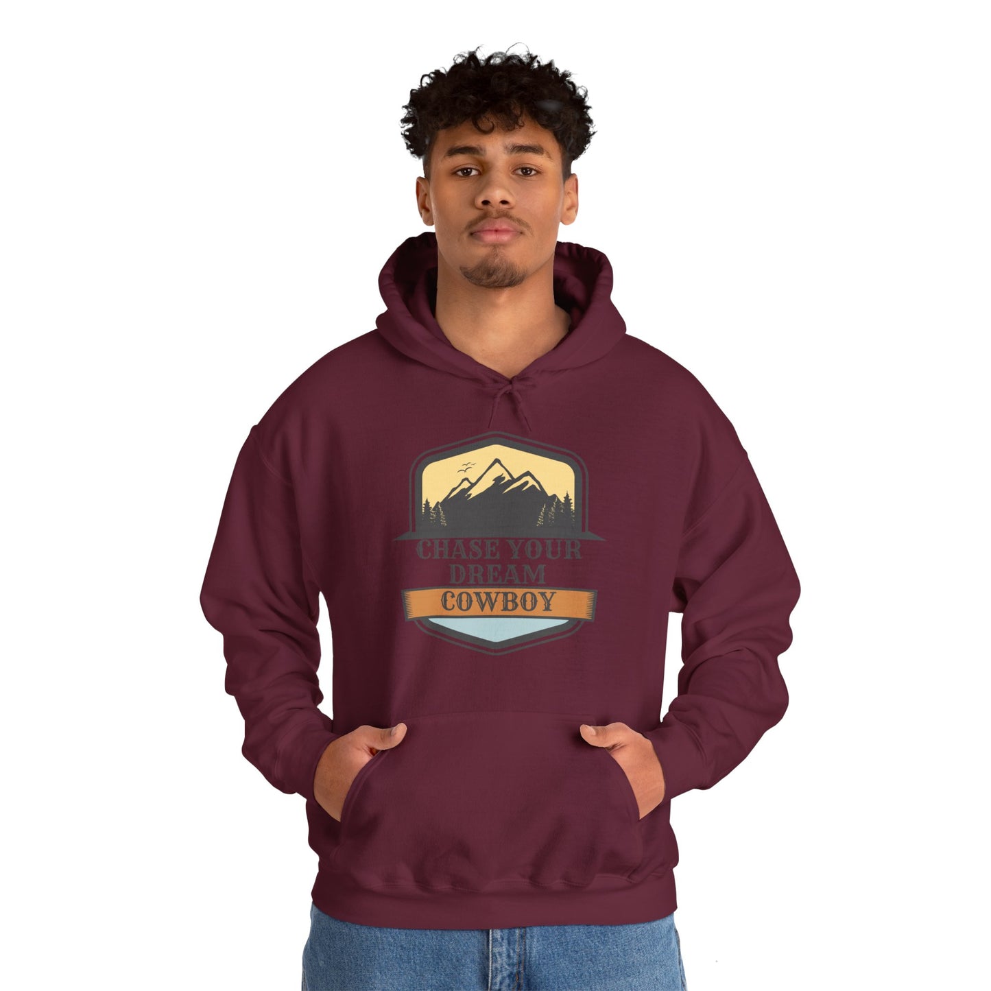 CHASE YOUR DREAM COWBOW MOUNTAIN Unisex Heavy Blend™ Hooded Sweatshirt