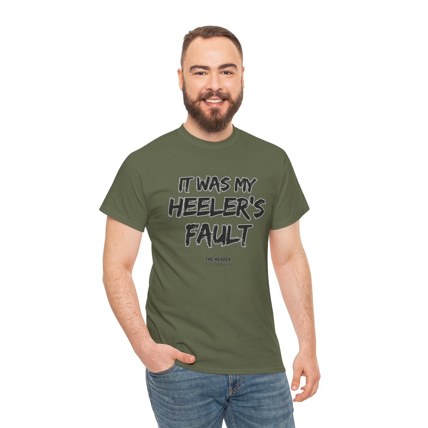 HEELER'S FAULT TEAM ROPING PARTNER RODEO Unisex Heavy Cotton Tee