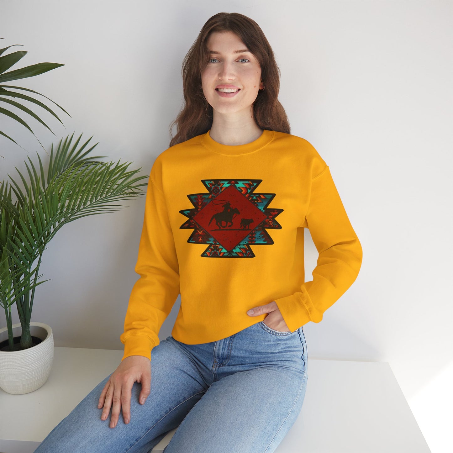 BREAKAWAY ROPING AZTEC UNISEX Heavy Blend™ Crewneck Sweatshirt