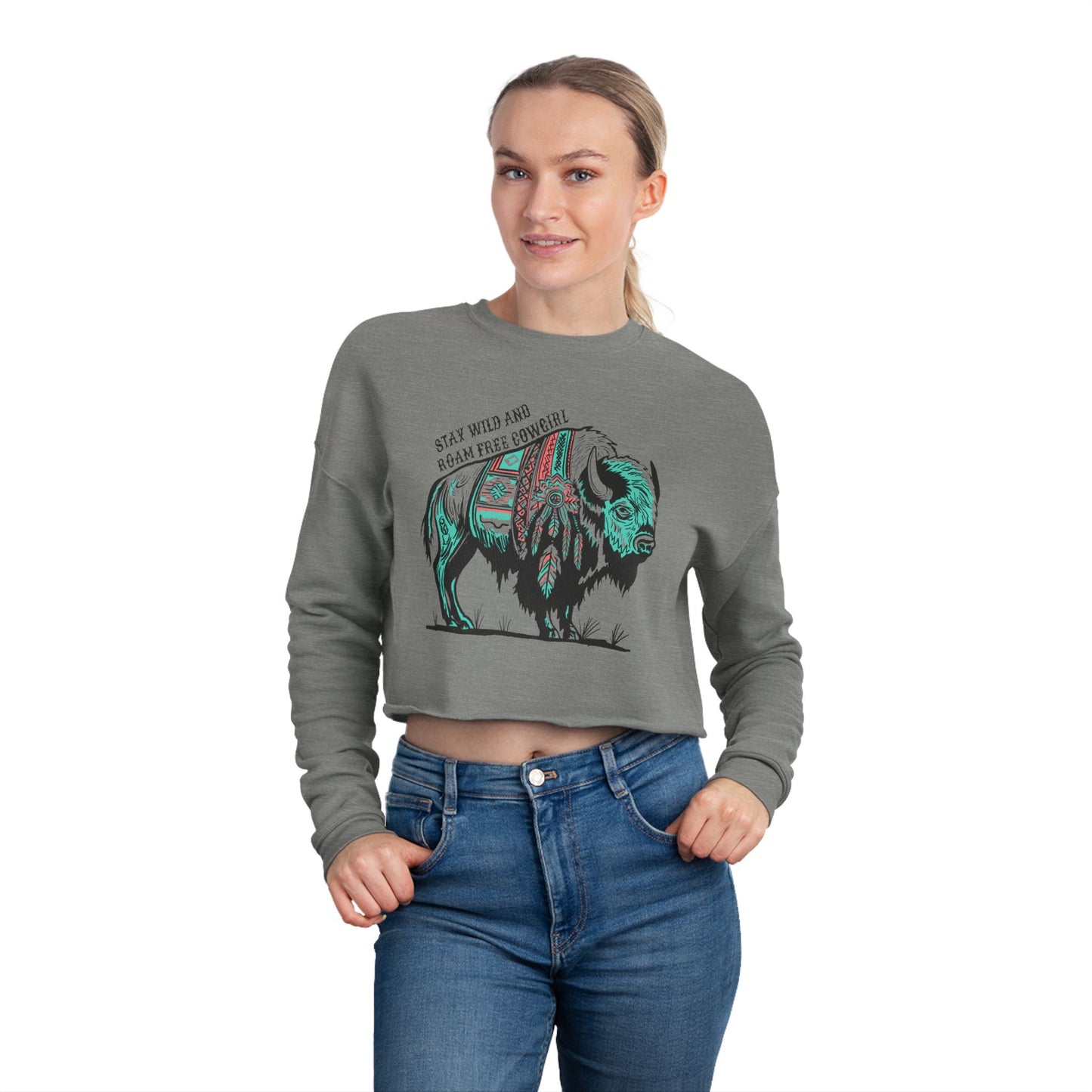 BISON COWGIRL Women's Cropped Sweatshirt