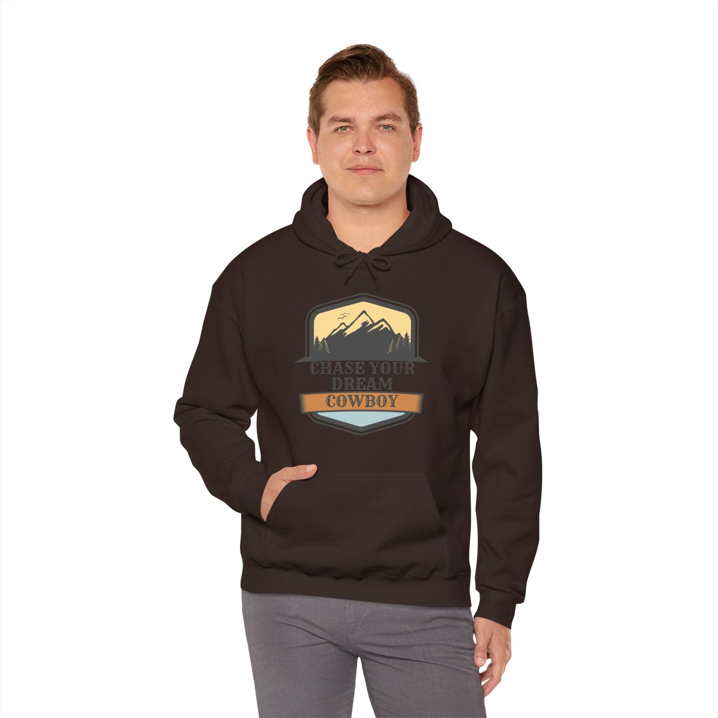 CHASE YOUR DREAM COWBOW MOUNTAIN Unisex Heavy Blend™ Hooded Sweatshirt