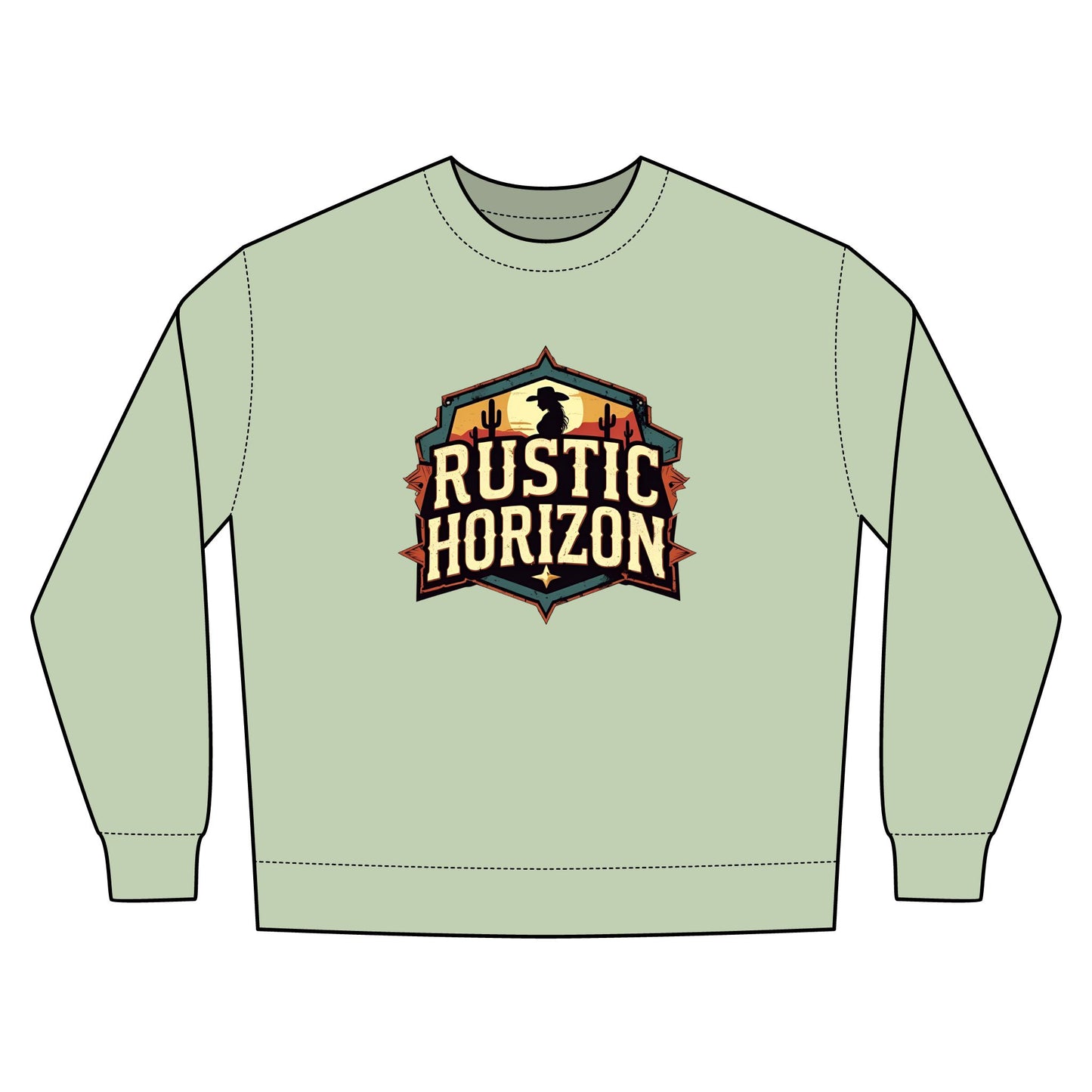 Cowgirl Unisex Rustic Horizon Rodeo Sweatshirt, Unisex Casual Crewneck, Western Style Pullover, Perfect for Fall, Gift for Rodeo Fans