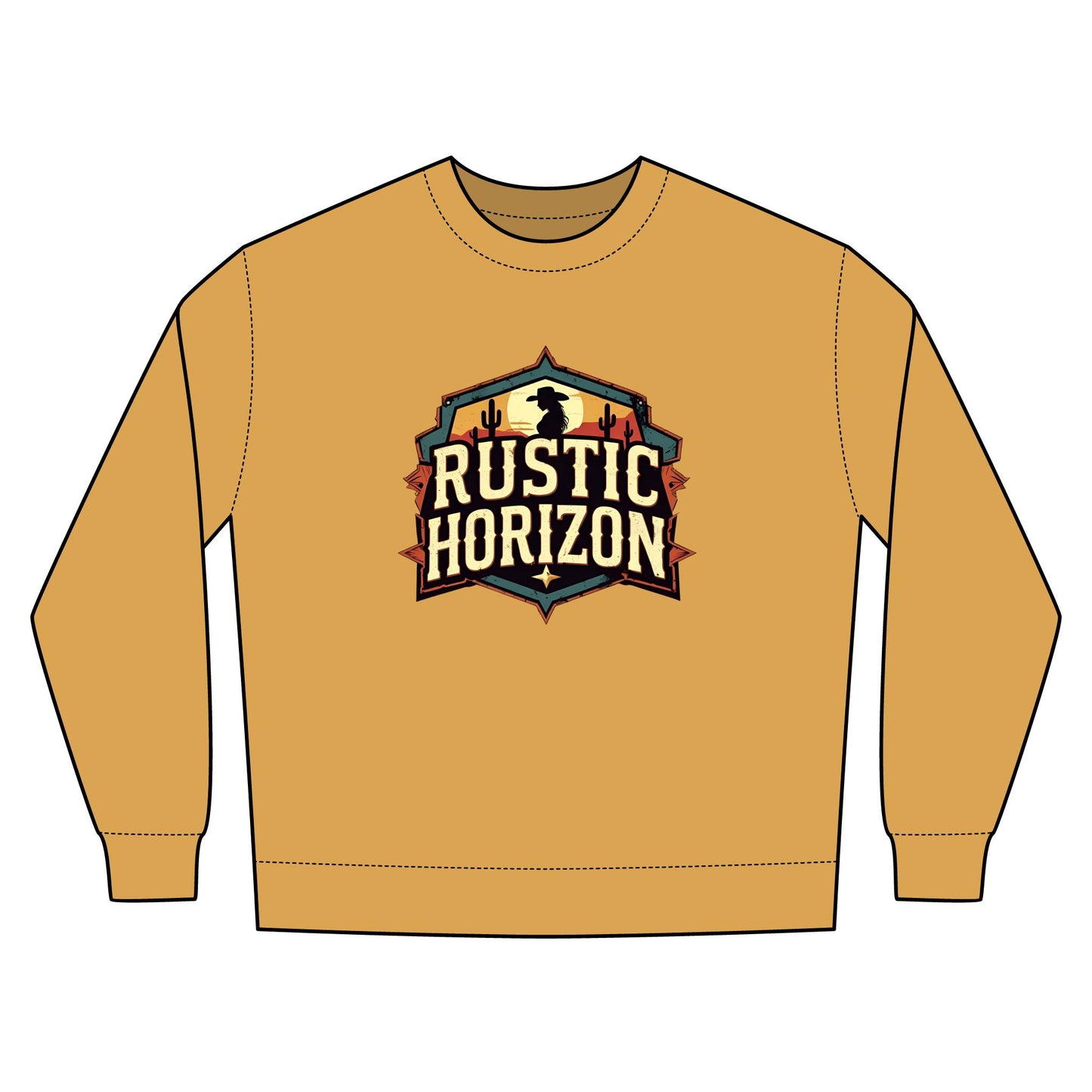 Cowgirl Unisex Rustic Horizon Rodeo Sweatshirt, Unisex Casual Crewneck, Western Style Pullover, Perfect for Fall, Gift for Rodeo Fans
