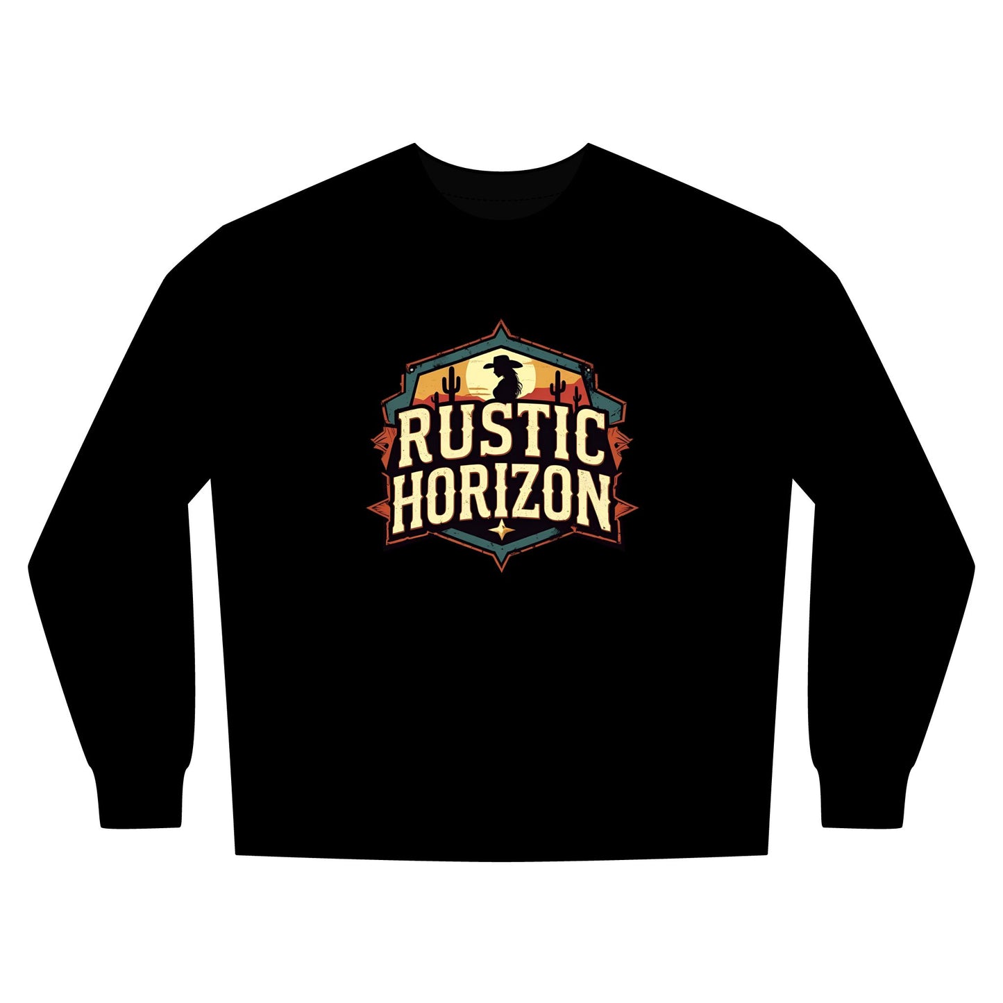 Cowgirl Unisex Rustic Horizon Rodeo Sweatshirt, Unisex Casual Crewneck, Western Style Pullover, Perfect for Fall, Gift for Rodeo Fans