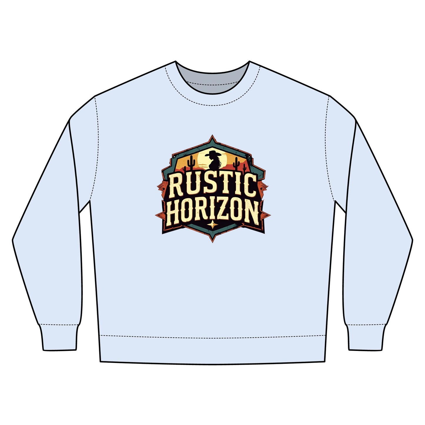 Cowgirl Unisex Rustic Horizon Rodeo Sweatshirt, Unisex Casual Crewneck, Western Style Pullover, Perfect for Fall, Gift for Rodeo Fans