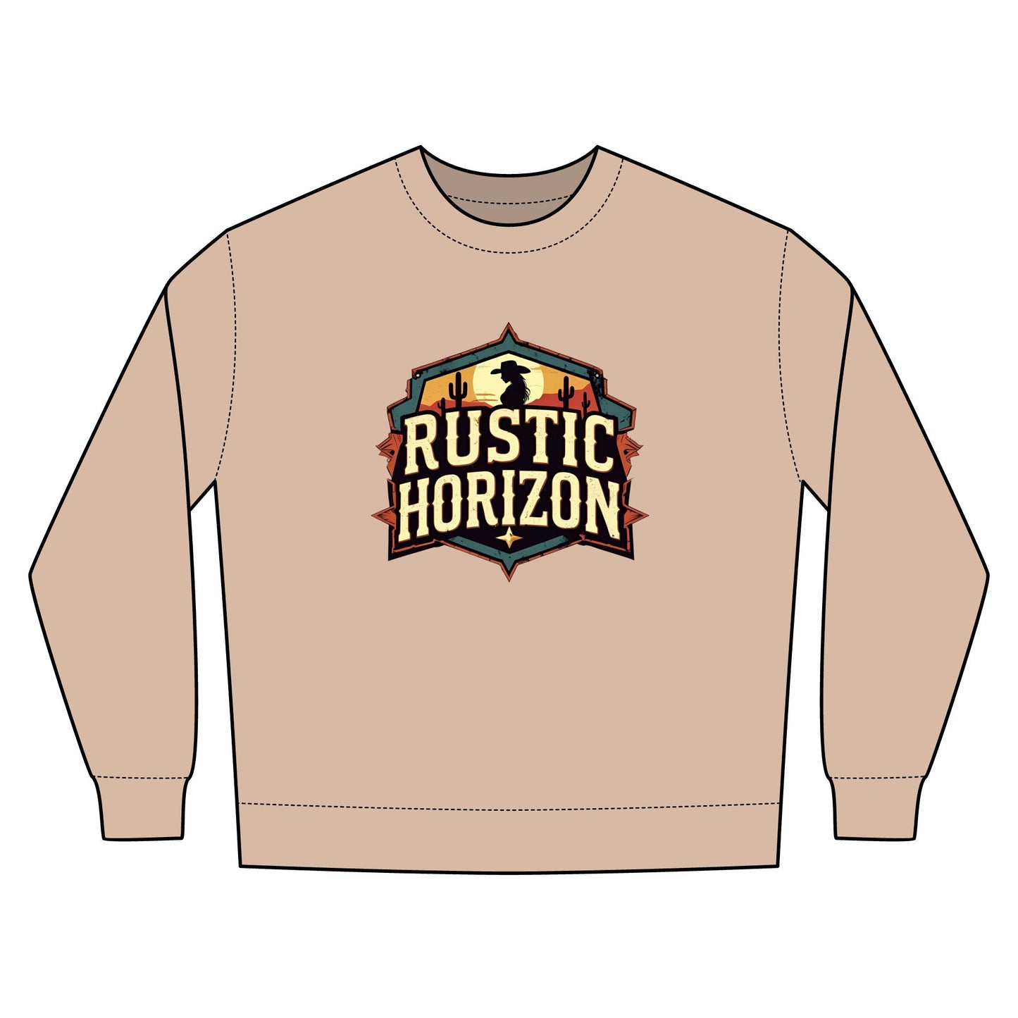Cowgirl Unisex Rustic Horizon Rodeo Sweatshirt, Unisex Casual Crewneck, Western Style Pullover, Perfect for Fall, Gift for Rodeo Fans