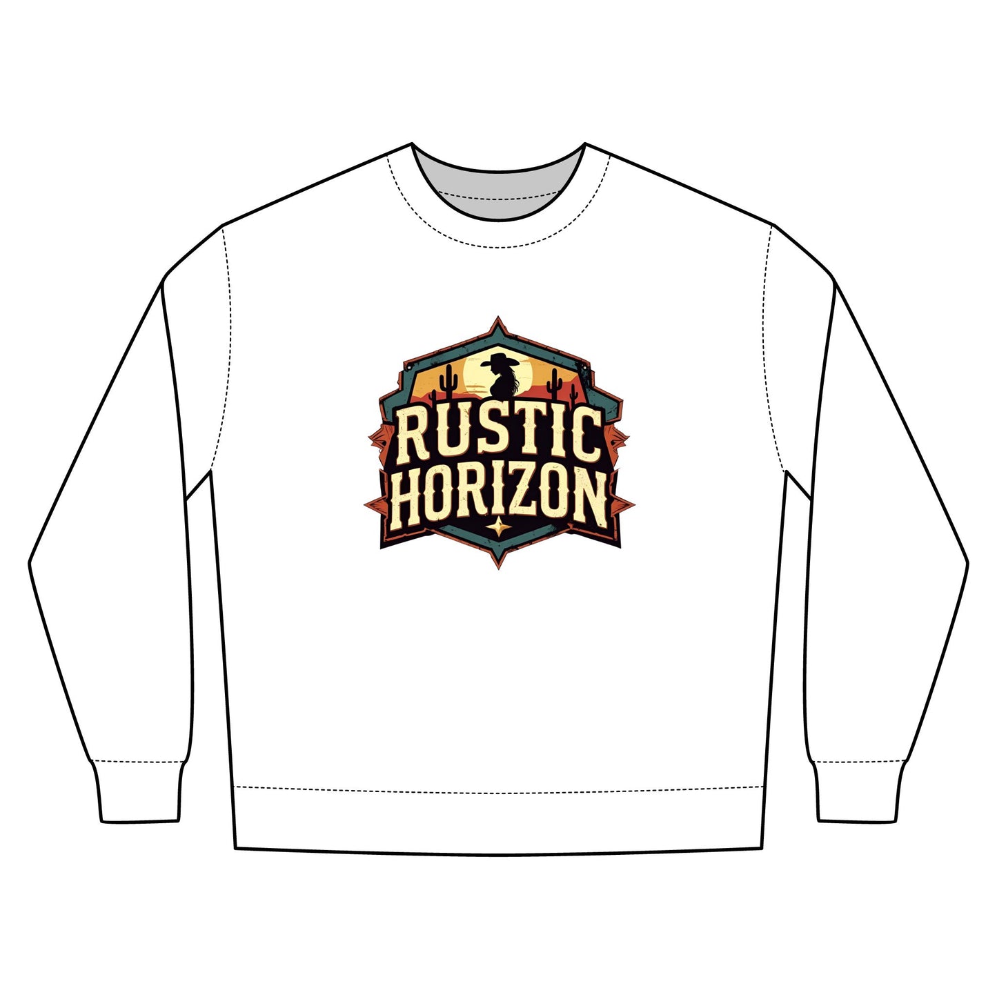 Cowgirl Unisex Rustic Horizon Rodeo Sweatshirt, Unisex Casual Crewneck, Western Style Pullover, Perfect for Fall, Gift for Rodeo Fans