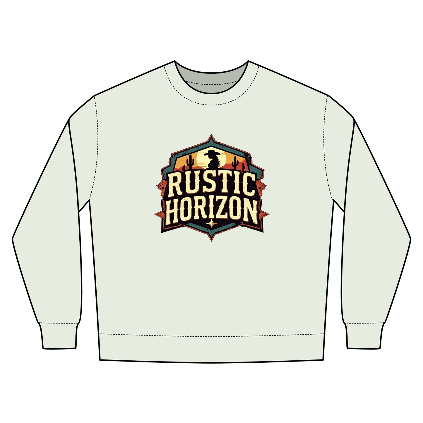 Cowgirl Unisex Rustic Horizon Rodeo Sweatshirt, Unisex Casual Crewneck, Western Style Pullover, Perfect for Fall, Gift for Rodeo Fans