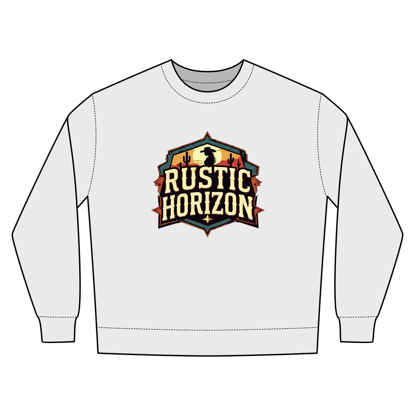 Cowgirl Unisex Rustic Horizon Rodeo Sweatshirt, Unisex Casual Crewneck, Western Style Pullover, Perfect for Fall, Gift for Rodeo Fans