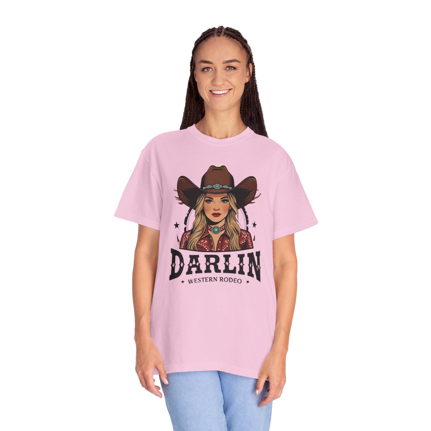 Darlin Rustic Horizon Cowgirl  UNISEX T-Shirt｜Festival Wear, Casual Outfit, Gift for Nature Lovers, Vintage Style Tee, Summer Essential