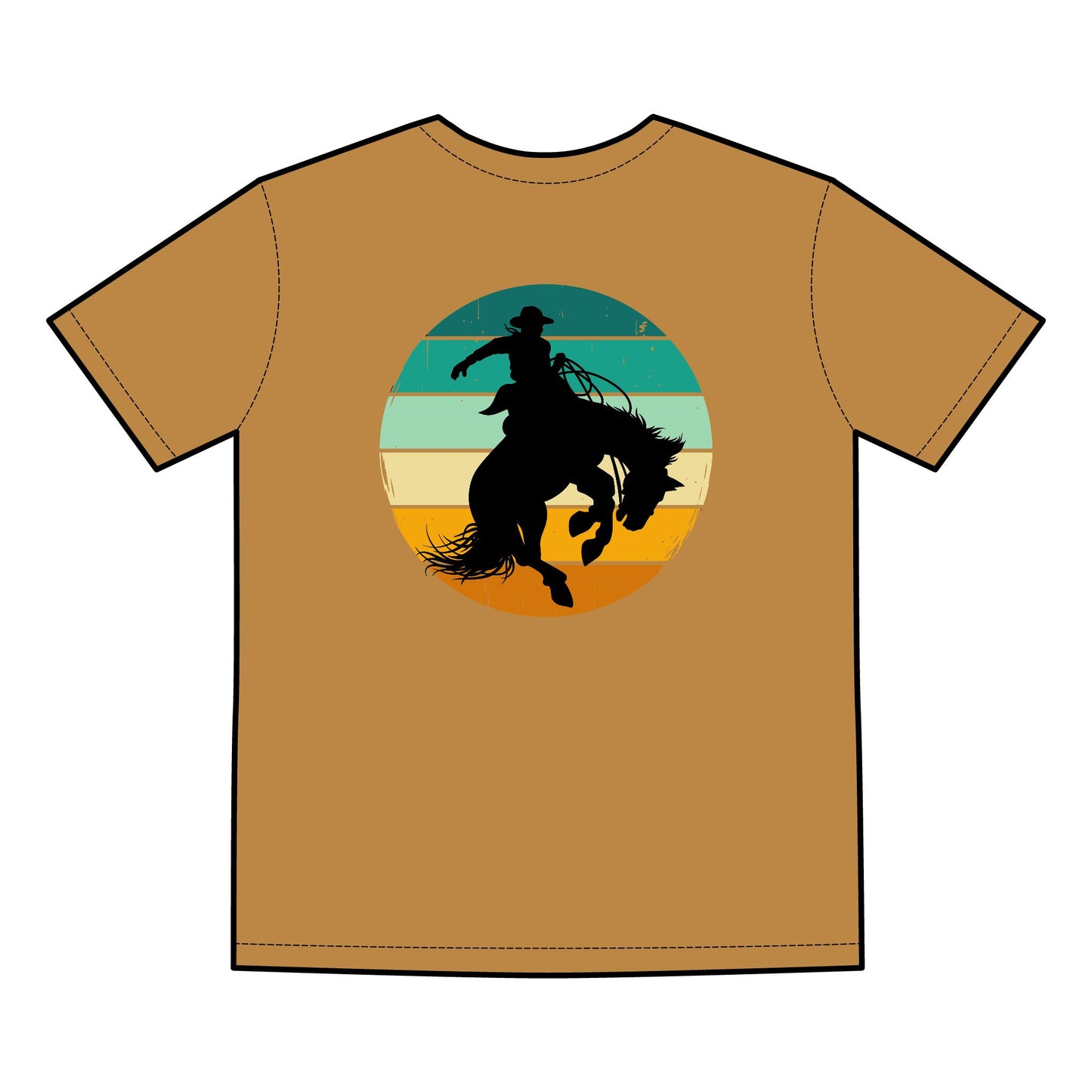 Saddle Bronck Rider Cowboy Men's Faded Tee - Retro Outdoor Vibe