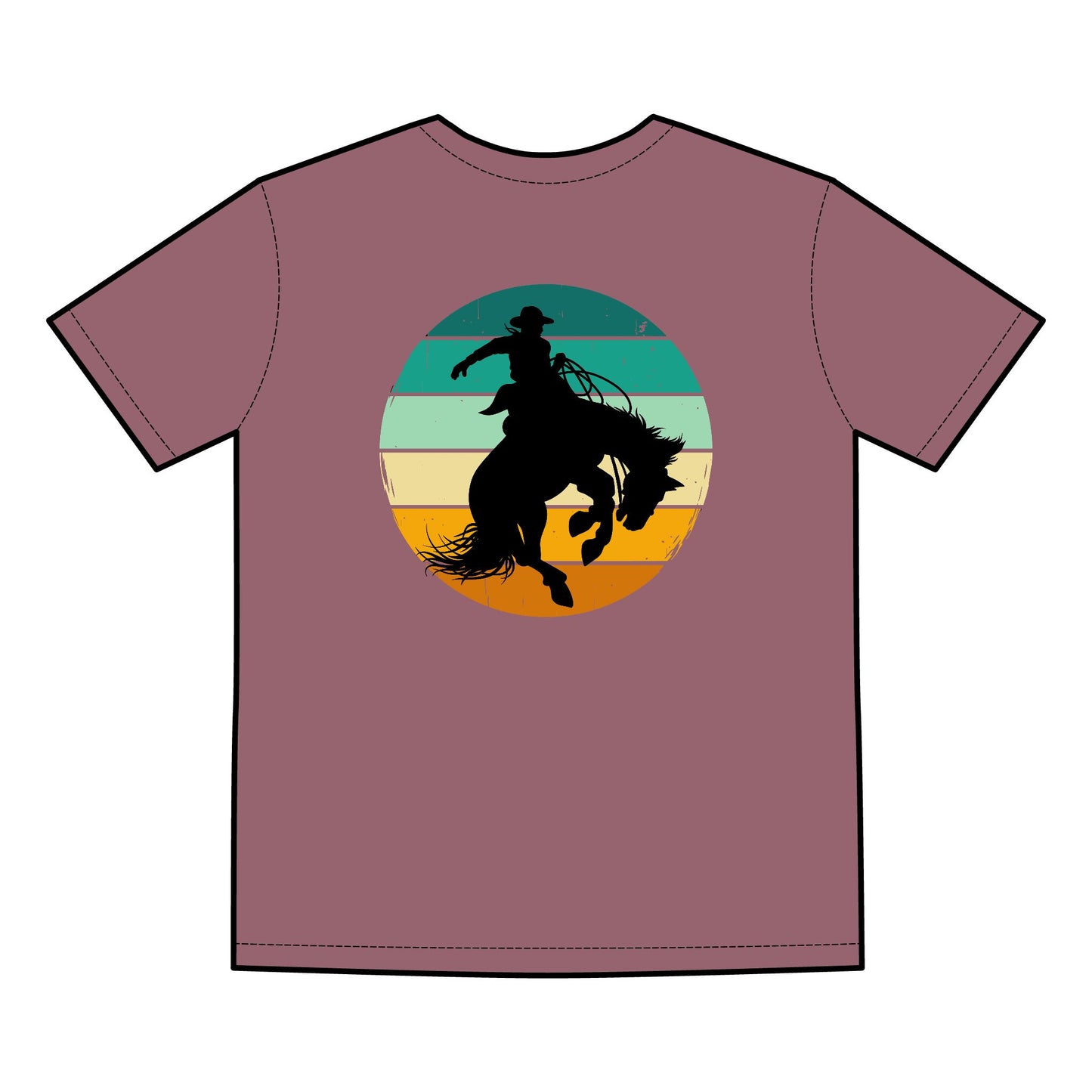 Saddle Bronck Rider Cowboy Men's Faded Tee - Retro Outdoor Vibe