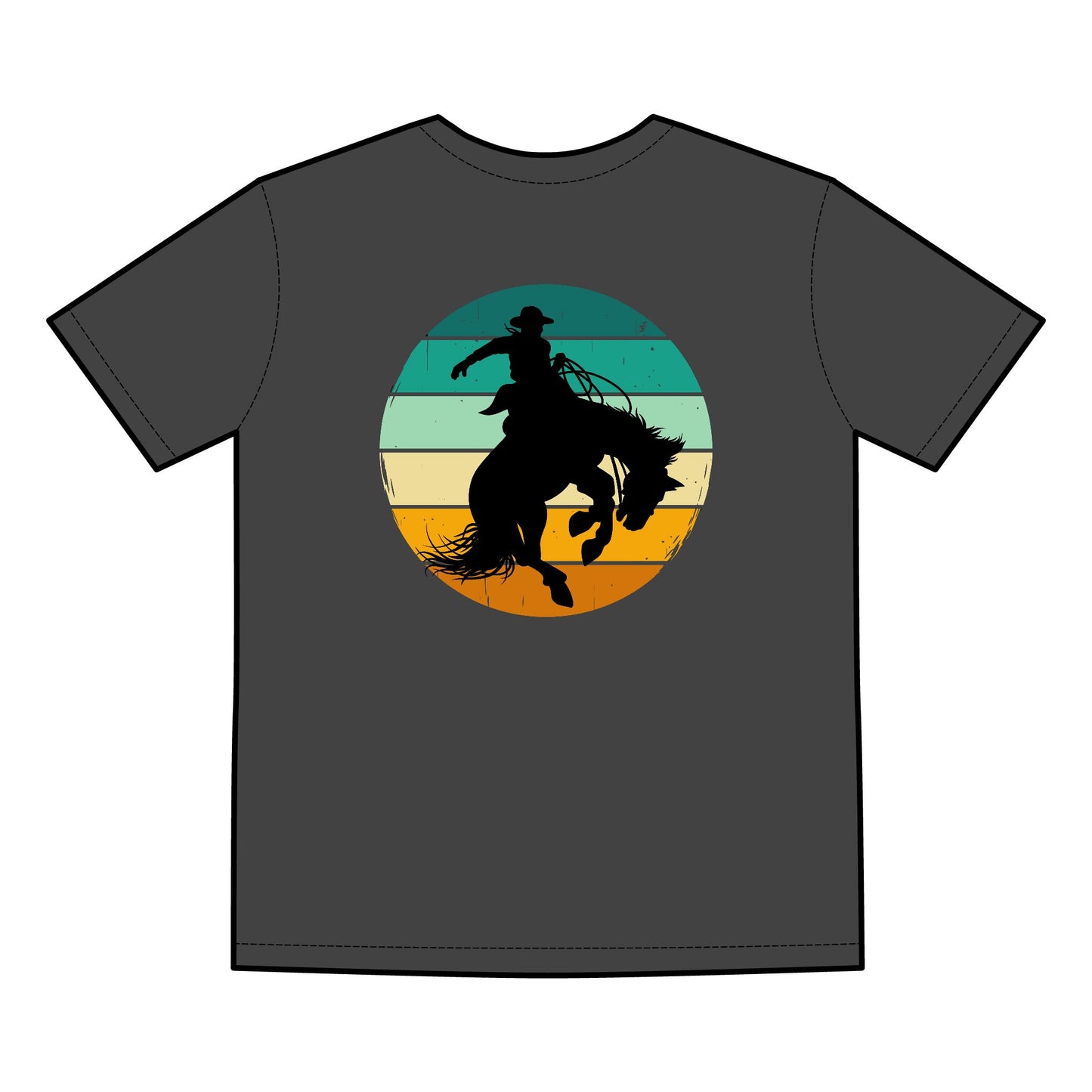 Saddle Bronck Rider Cowboy Men's Faded Tee - Retro Outdoor Vibe