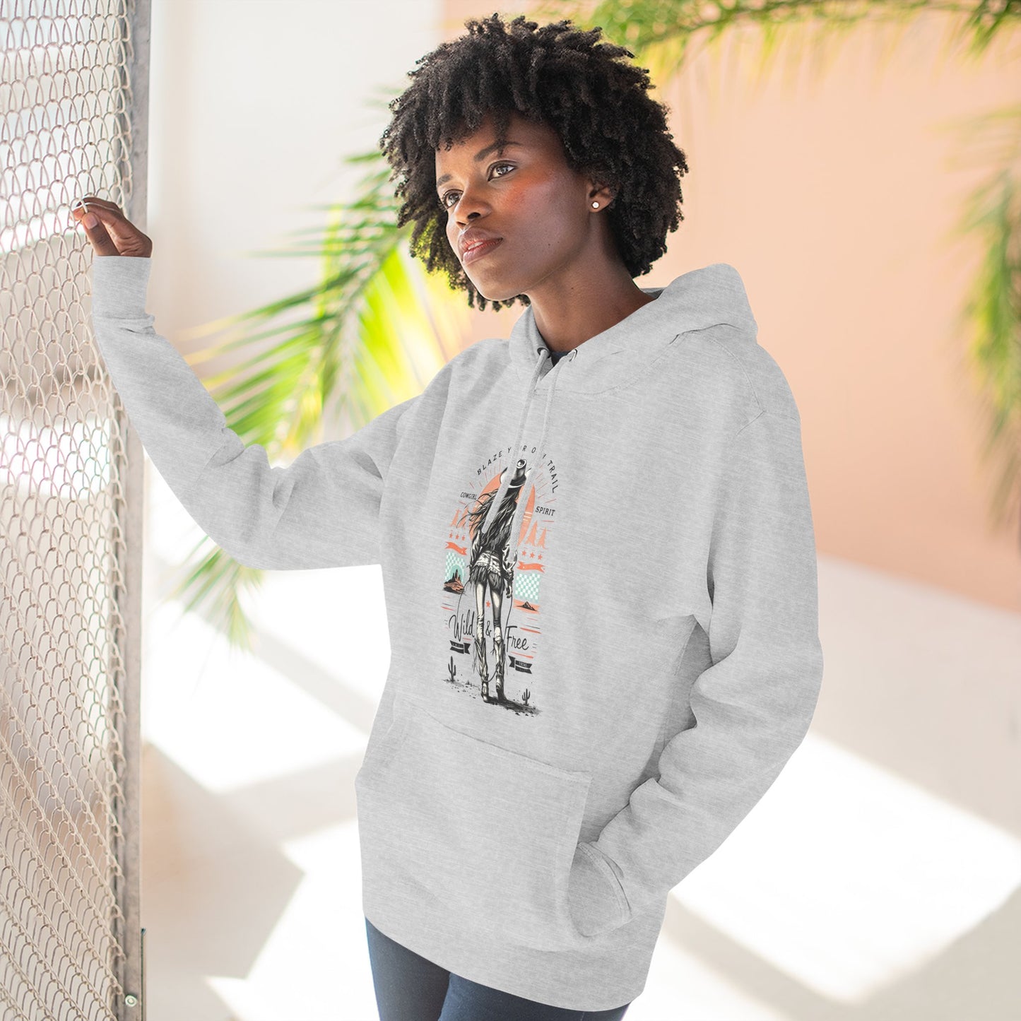 Stylish Three-Panel Fleece Hoodie with Minimalist Design