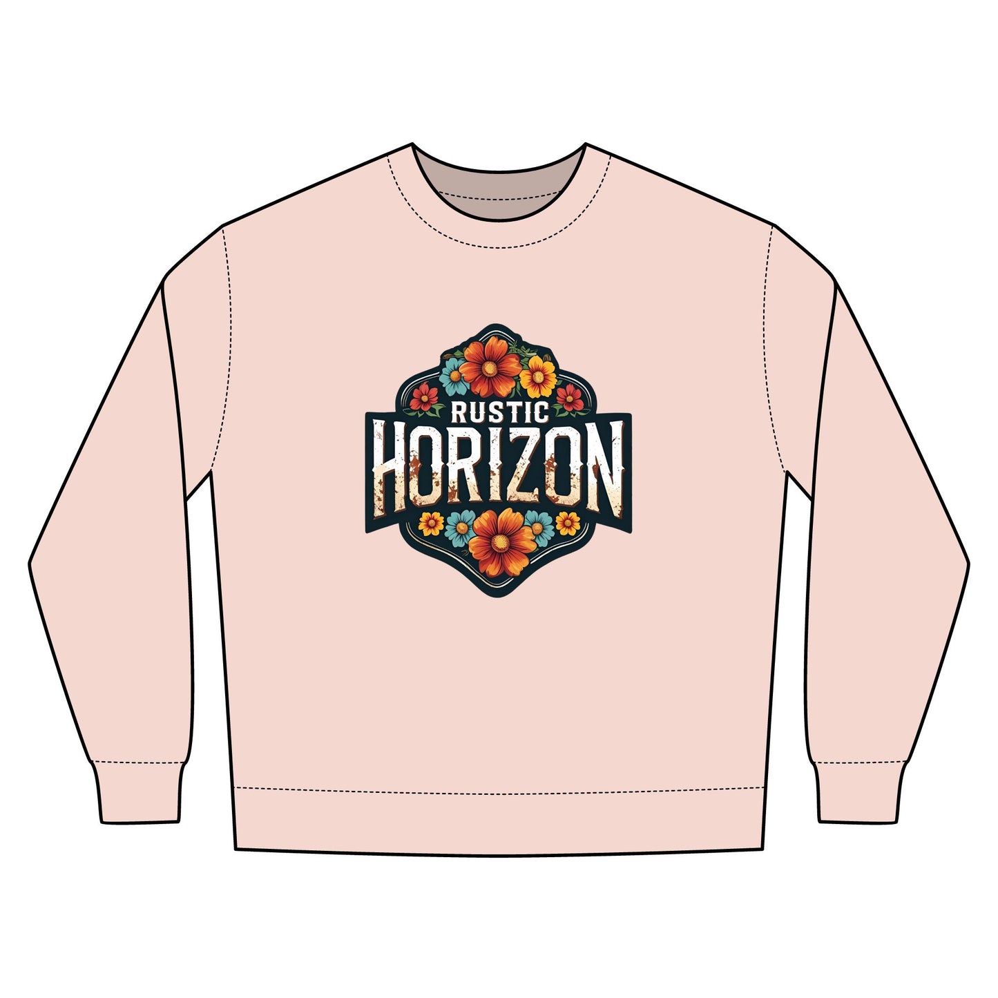 Cowgirl Unisex Rustic Horizon Rodeo Sweatshirt, Unisex Casual Crewneck, Western Style Pullover, Perfect for Fall, Gift for Rodeo Fans