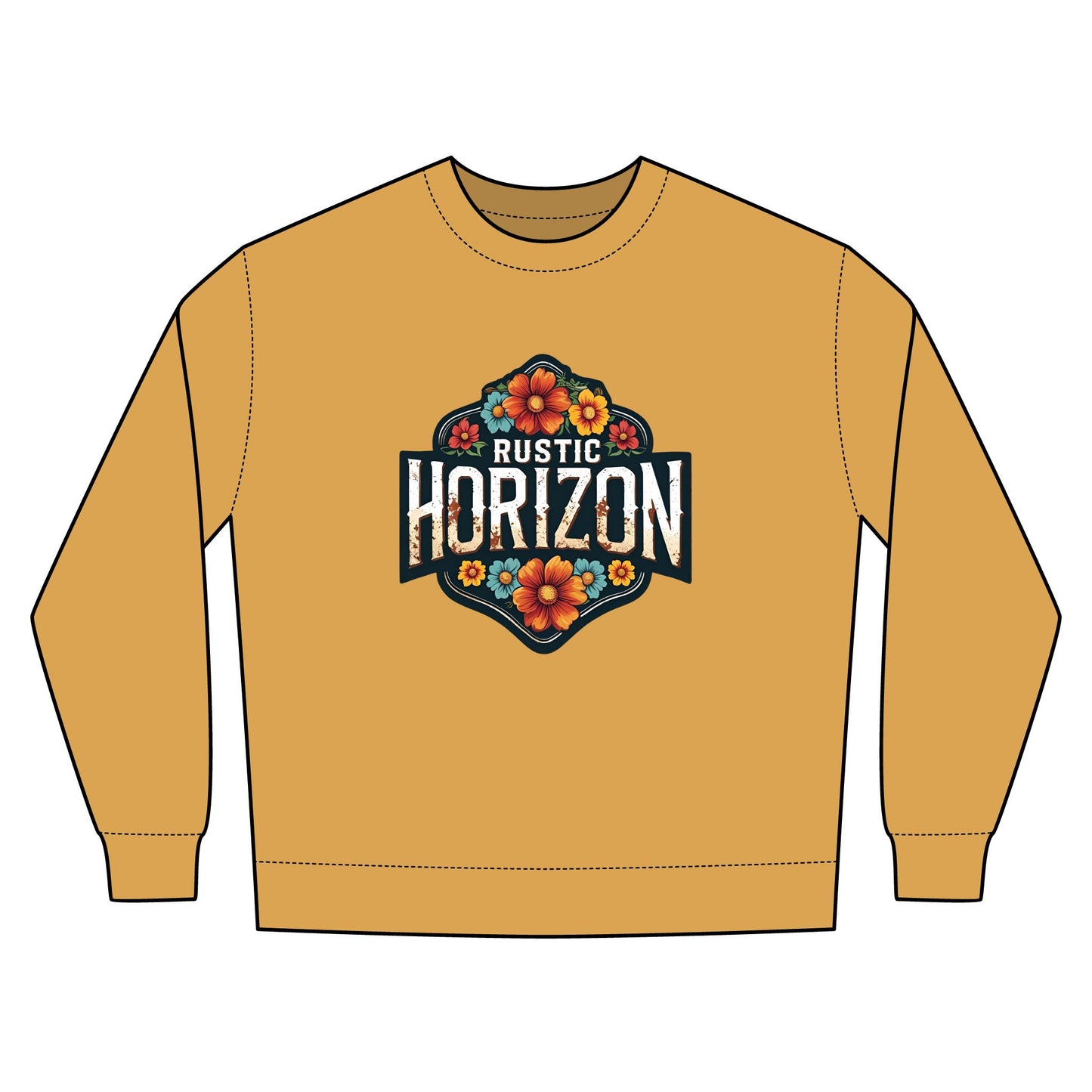 Cowgirl Unisex Rustic Horizon Rodeo Sweatshirt, Unisex Casual Crewneck, Western Style Pullover, Perfect for Fall, Gift for Rodeo Fans