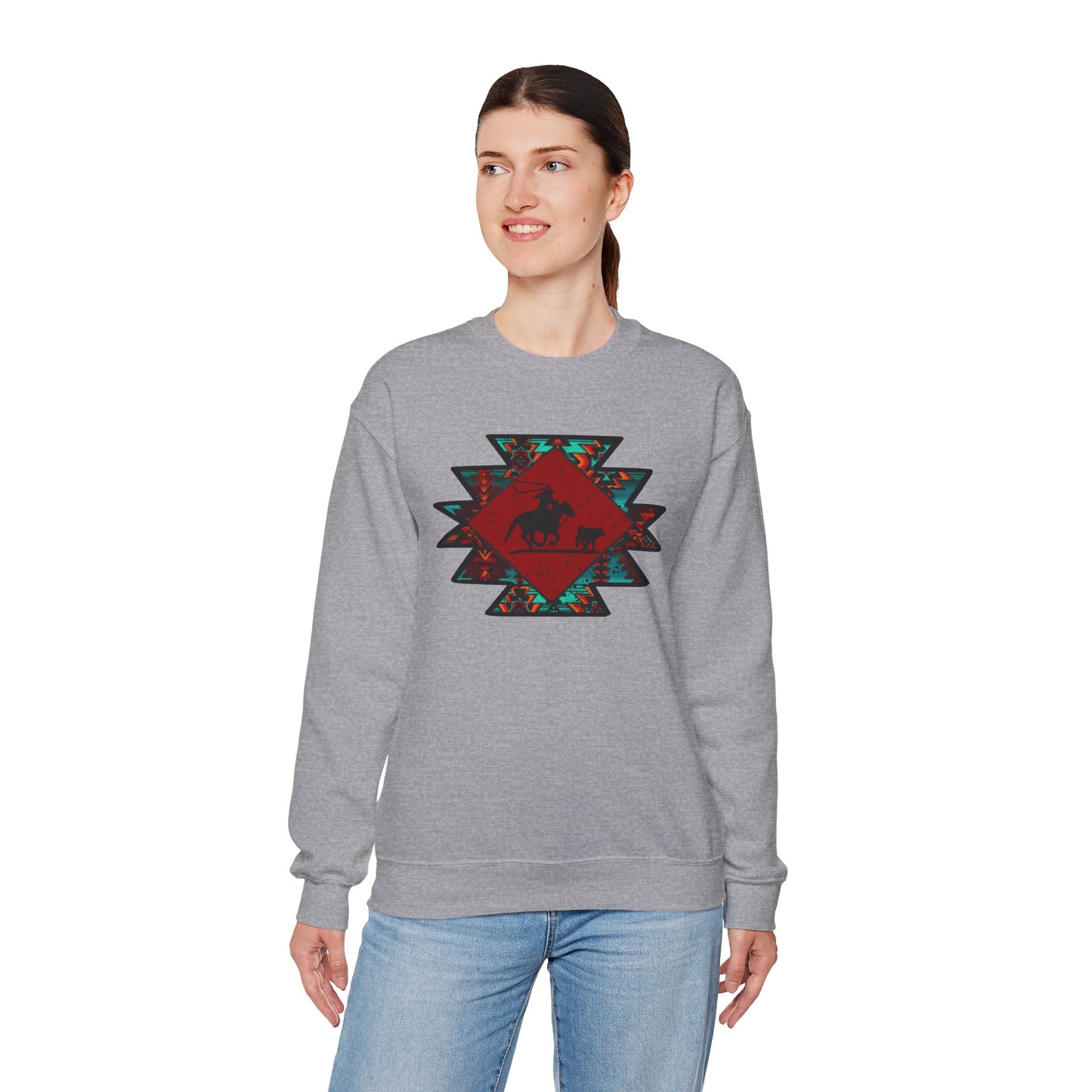 BREAKAWAY ROPING AZTEC UNISEX Heavy Blend™ Crewneck Sweatshirt