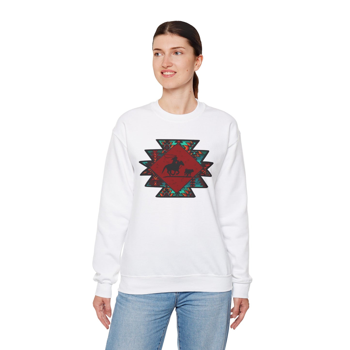 BREAKAWAY ROPING AZTEC UNISEX Heavy Blend™ Crewneck Sweatshirt
