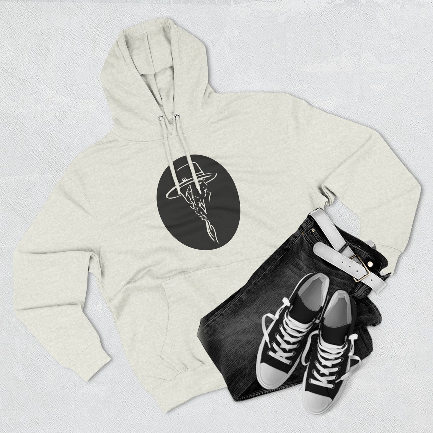 Stylish Three-Panel Fleece Hoodie with Minimalist Design
