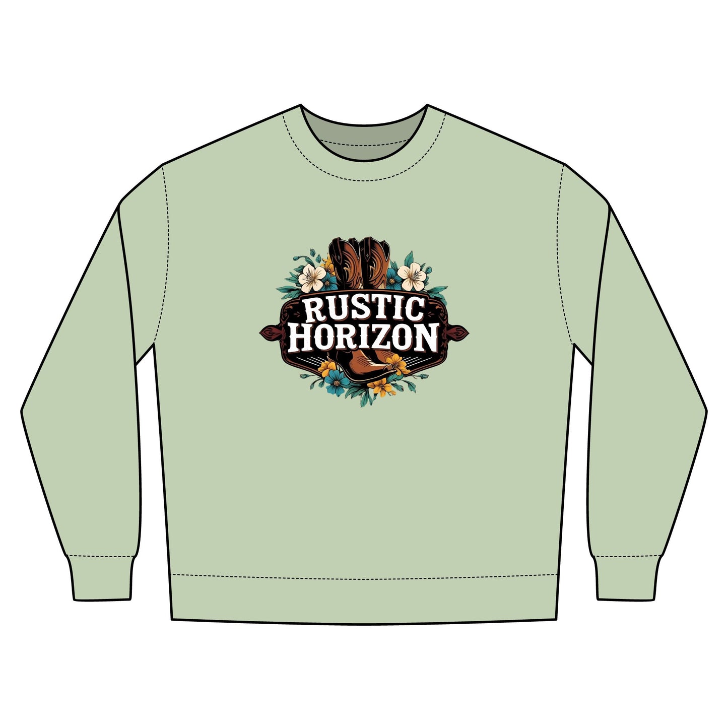 Cowgirl Unisex Rustic Horizon Rodeo Sweatshirt, Unisex Casual Crewneck, Western Style Pullover, Perfect for Fall, Gift for Rodeo Fans