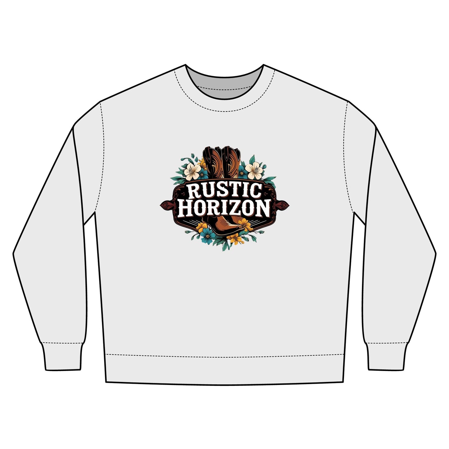 Cowgirl Unisex Rustic Horizon Rodeo Sweatshirt, Unisex Casual Crewneck, Western Style Pullover, Perfect for Fall, Gift for Rodeo Fans