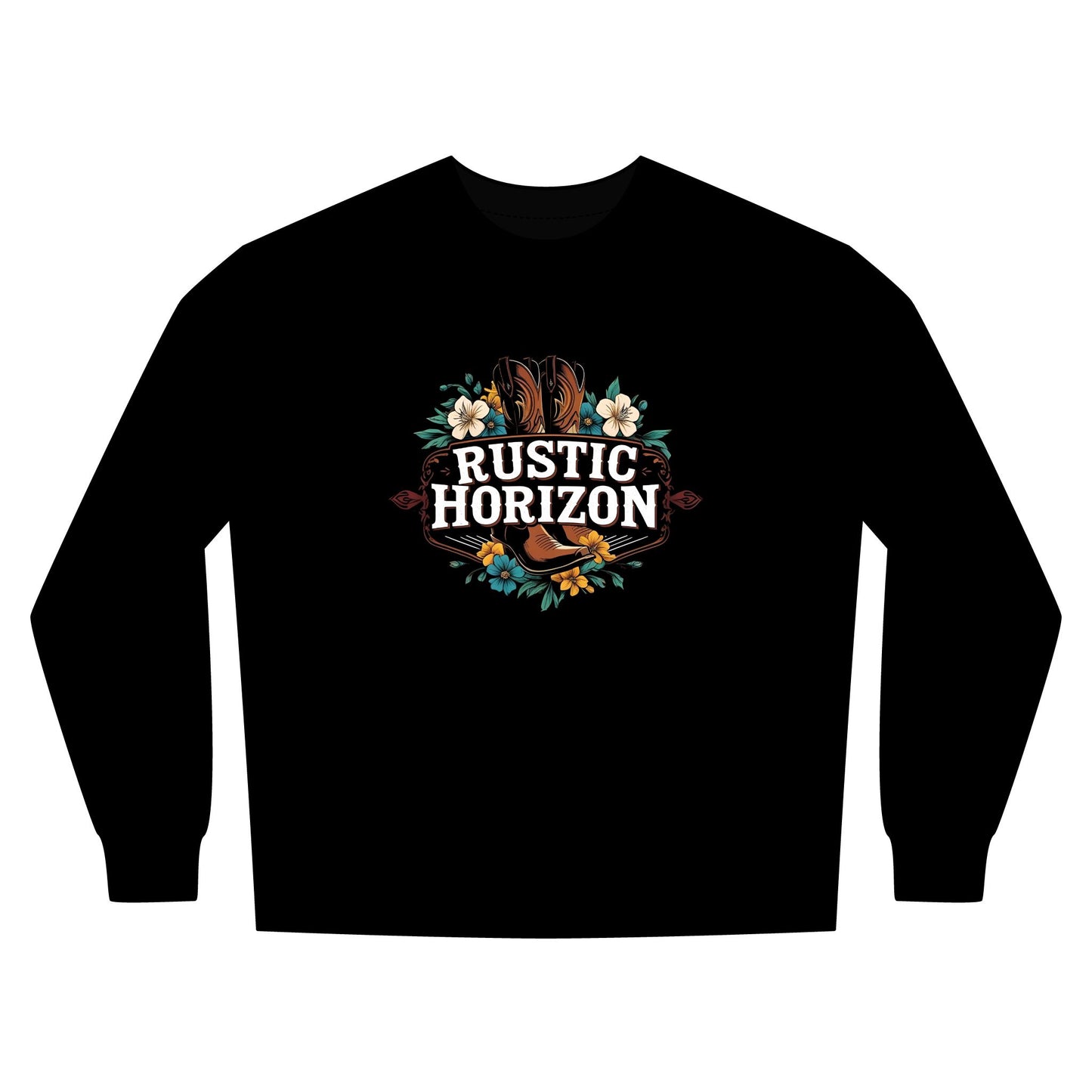 Cowgirl Unisex Rustic Horizon Rodeo Sweatshirt, Unisex Casual Crewneck, Western Style Pullover, Perfect for Fall, Gift for Rodeo Fans